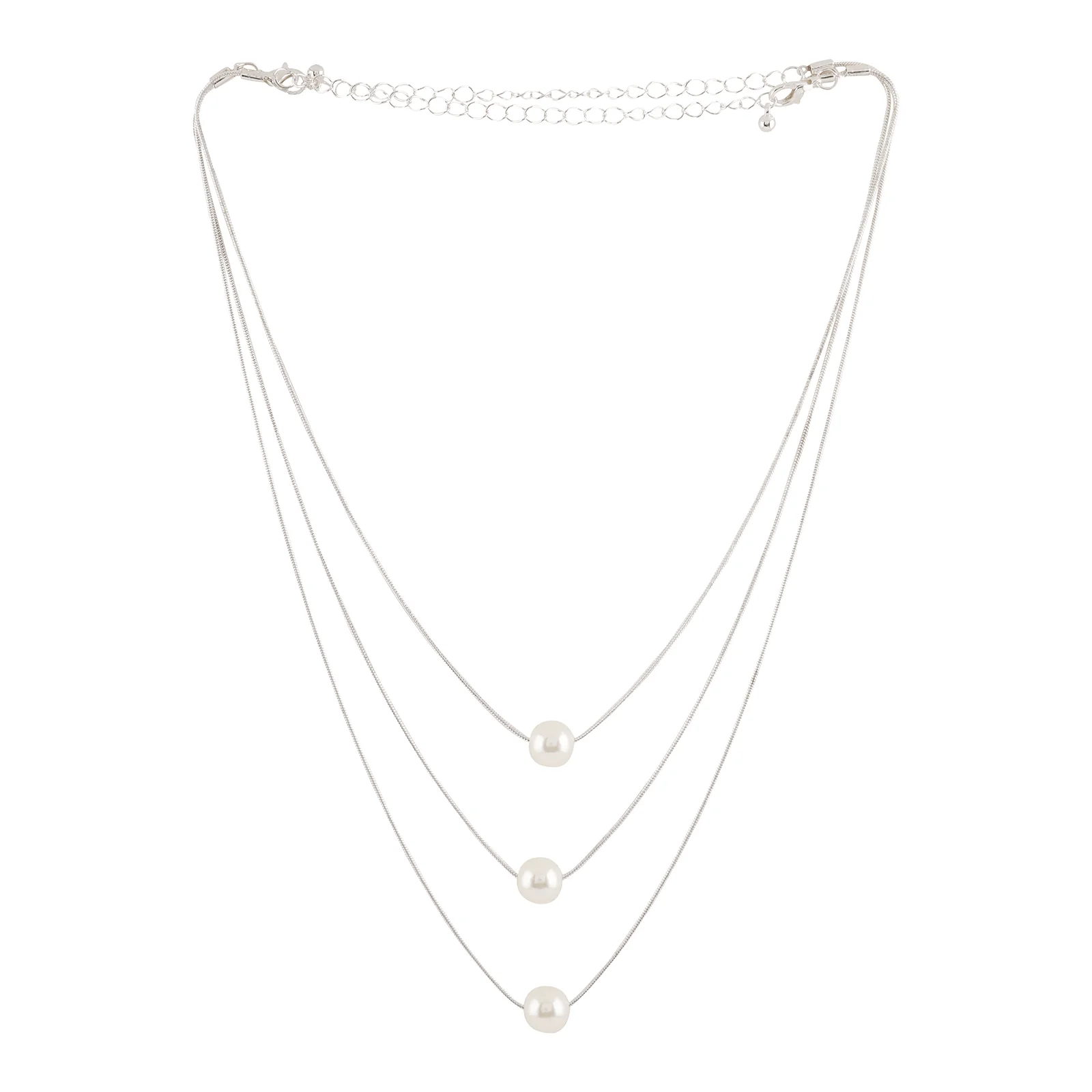 Bewitched Bettie Pearl layered Silver Necklace - Image 4