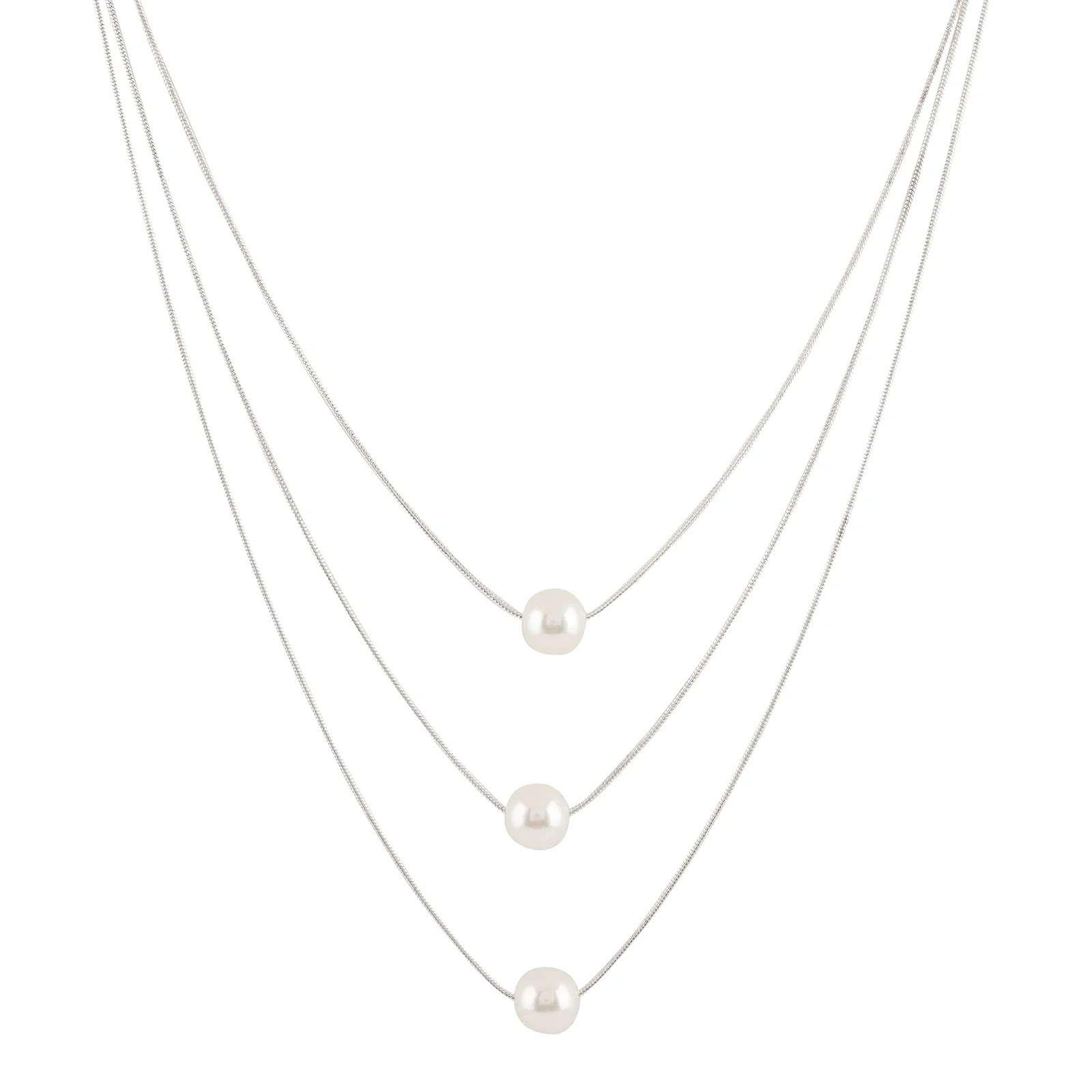 Bewitched Bettie Pearl layered Silver Necklace - Image 5