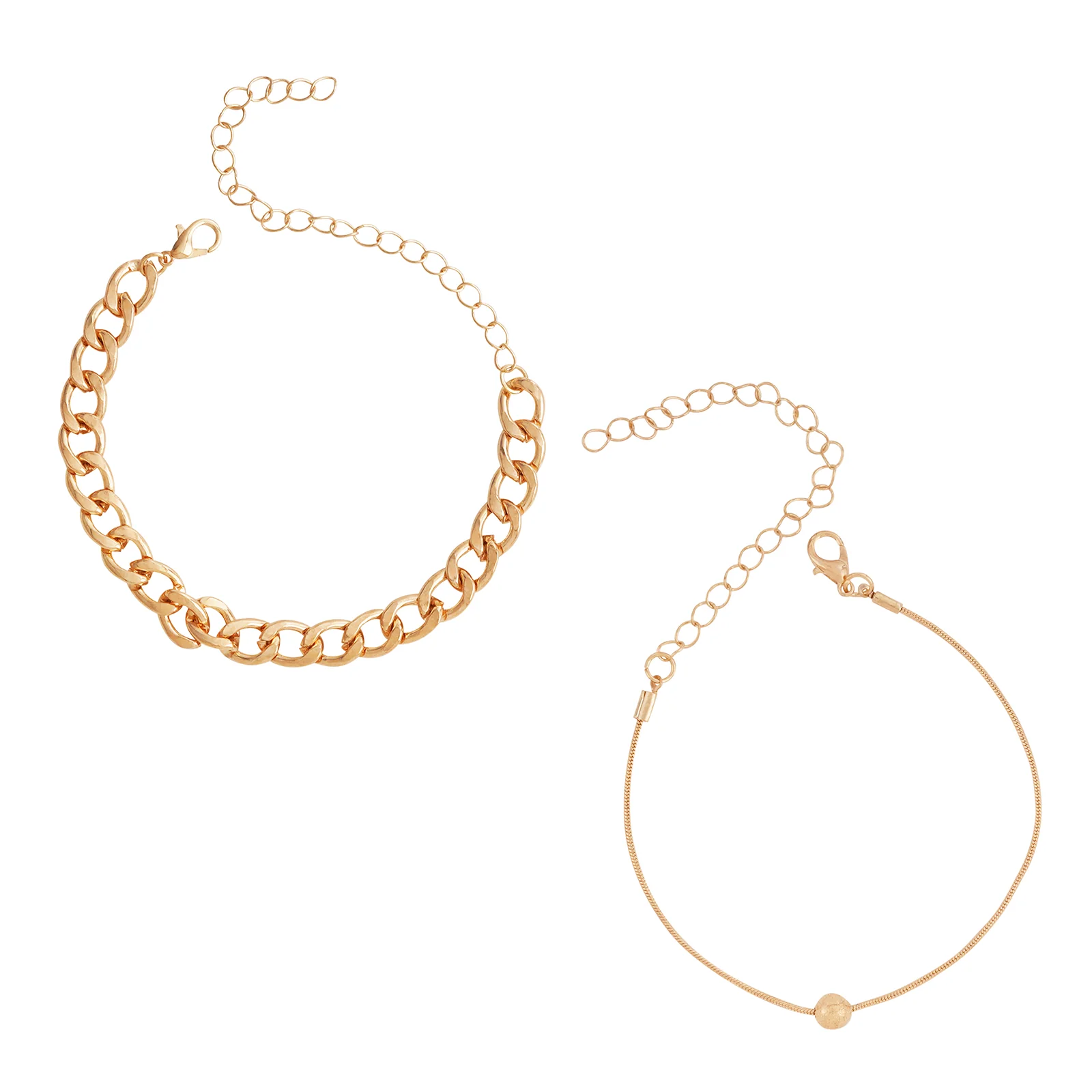 Bewitched Clayton Gold Chunky chain and dainty charm layered anklet - Image 4