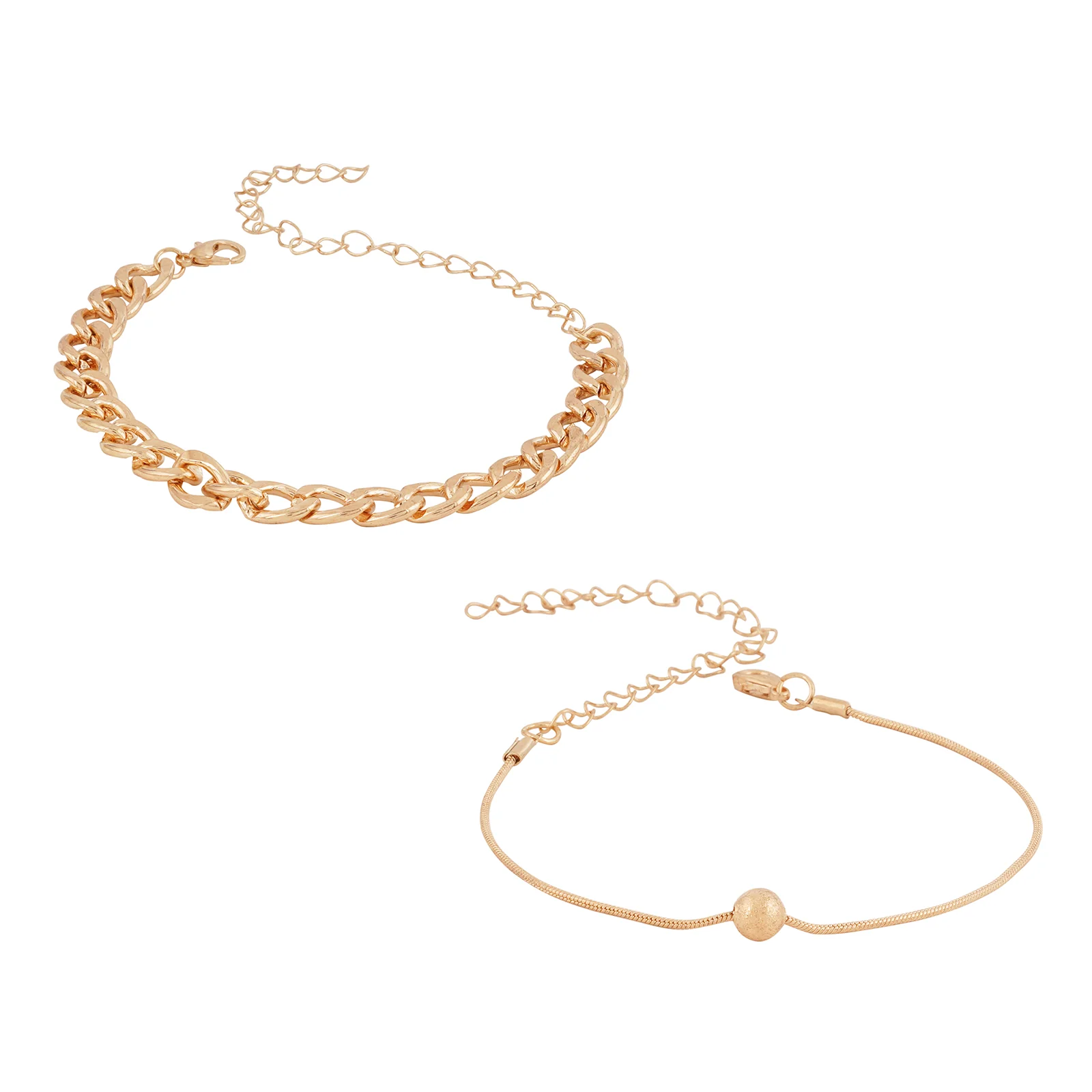 Bewitched Clayton Gold Chunky chain and dainty charm layered anklet - Image 5