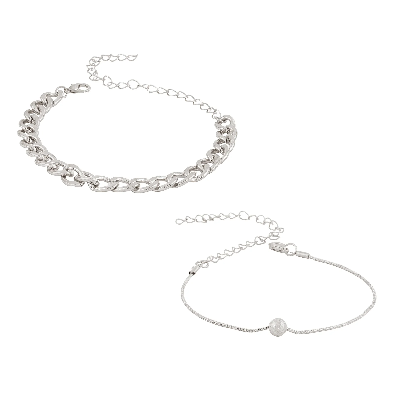 Bewitched Clayton Silver Chunky Chain And Dainty Charm Layered Anklet - Image 4