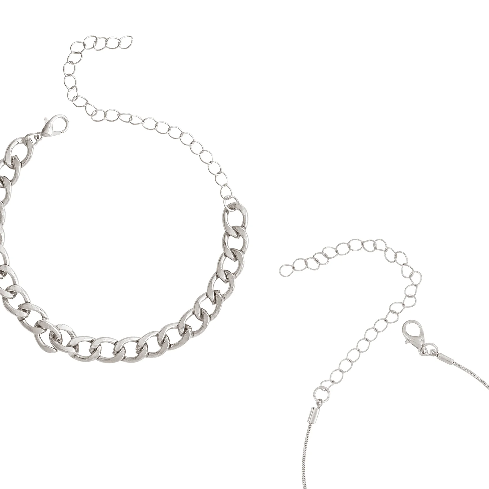 Bewitched Clayton Silver Chunky Chain And Dainty Charm Layered Anklet - Image 5