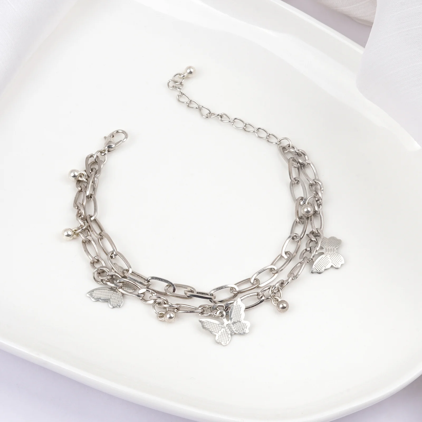 Bewitched Cystine Silver Butterfly Charm Bracelet - Image 3