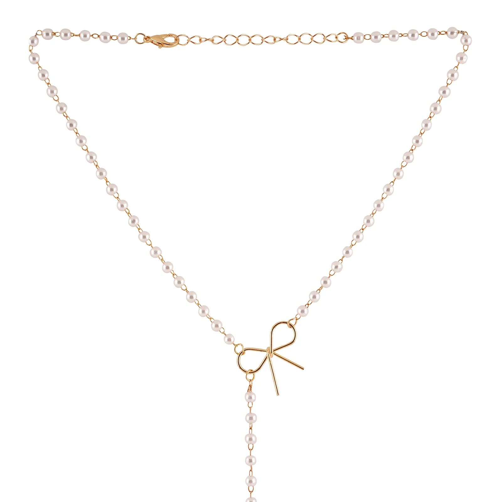 Bewitched Fizah's  Pearl and Gold Bow knot Necklace - Image 4