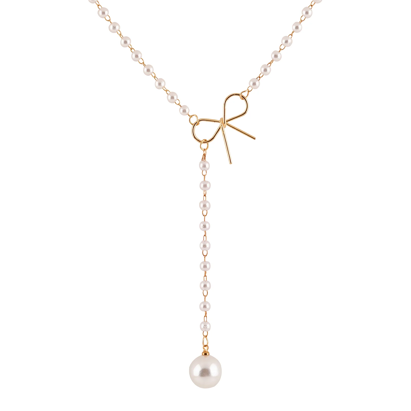 Bewitched Fizah's  Pearl and Gold Bow knot Necklace - Image 5