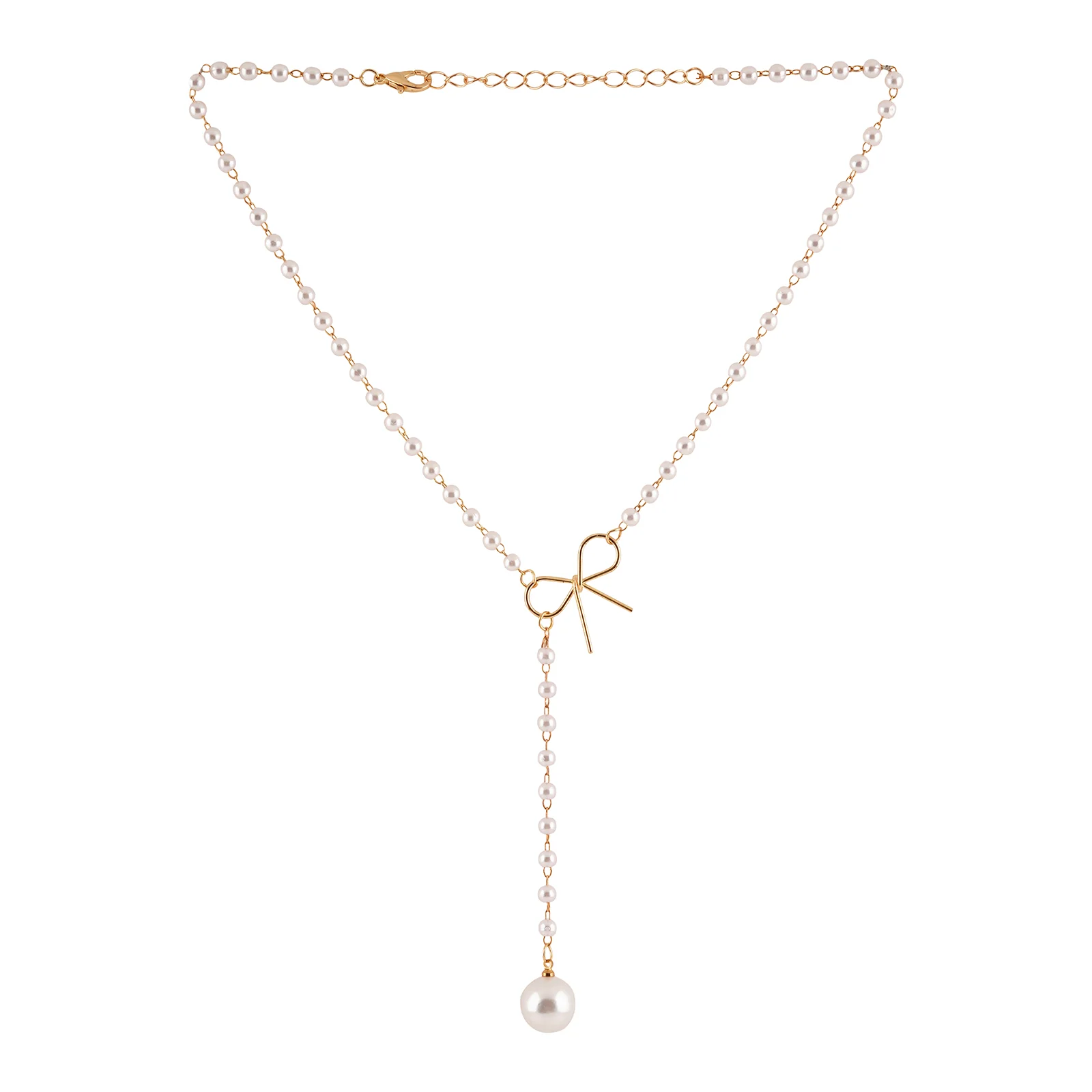Bewitched Fizah's  Pearl and Gold Bow knot Necklace - Image 6