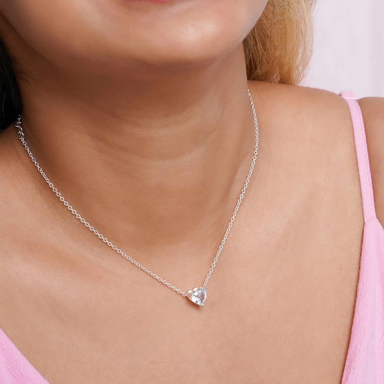 Bewitched Jaqleen Dainty Rhinestone Silver Necklace - Image 2