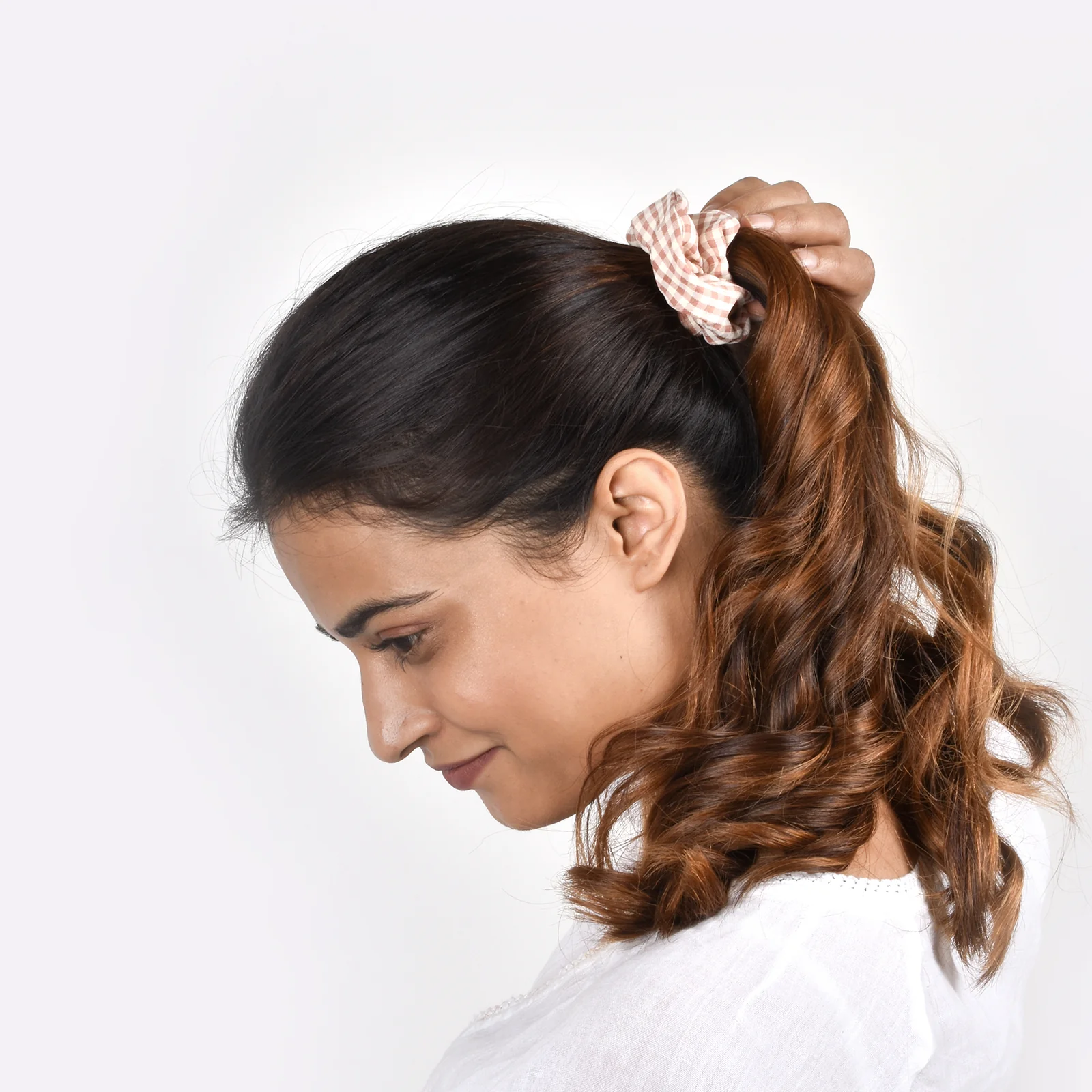 Bewitched Lavie Pink Plaid Scrunchie - Image 2