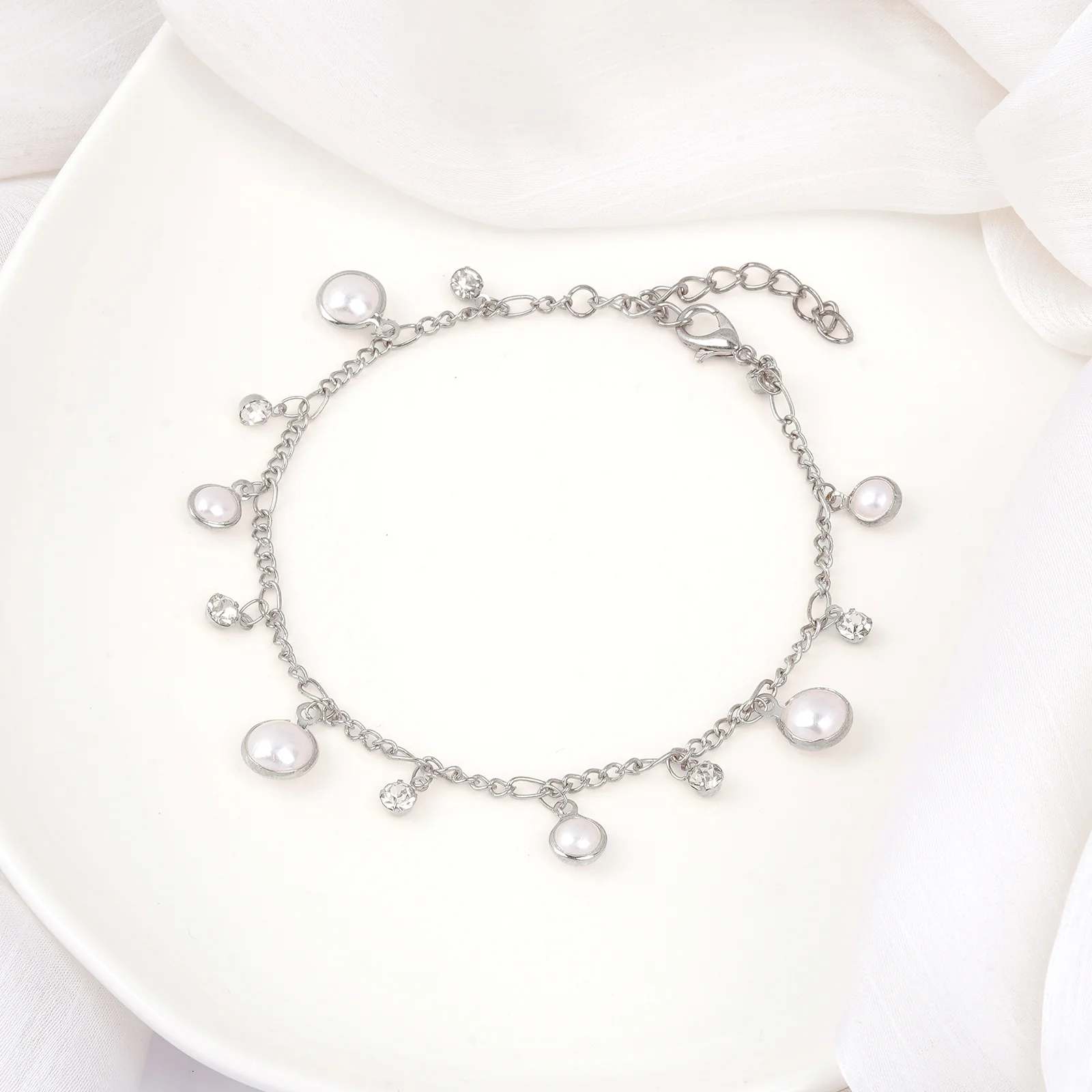 Bewitched Mariam Silver and Pearl Anklet - Image 3