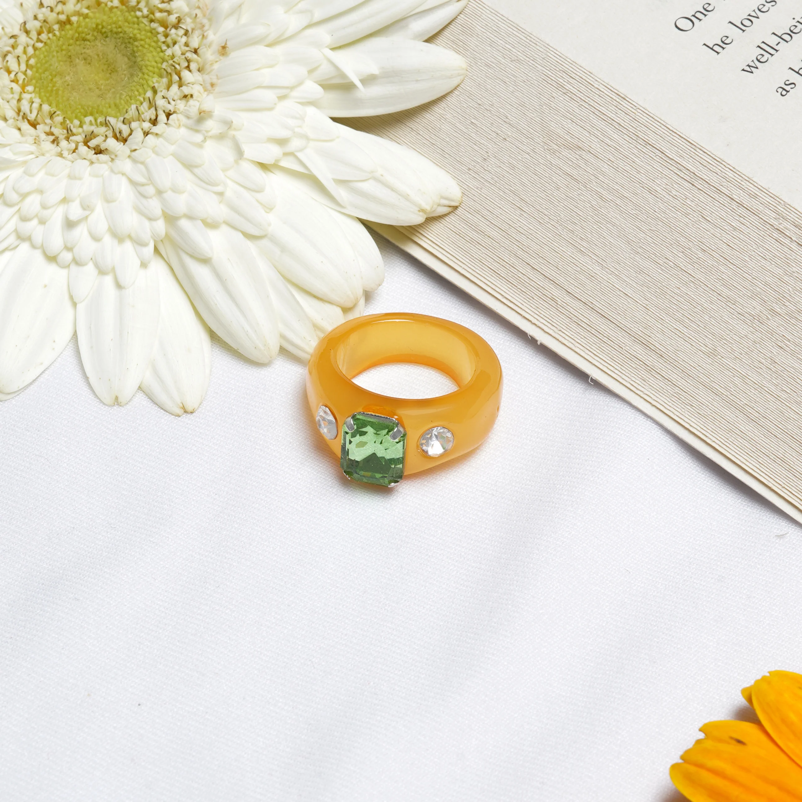 Bewitched Mel Rhinestone Orange Ring - Image 2