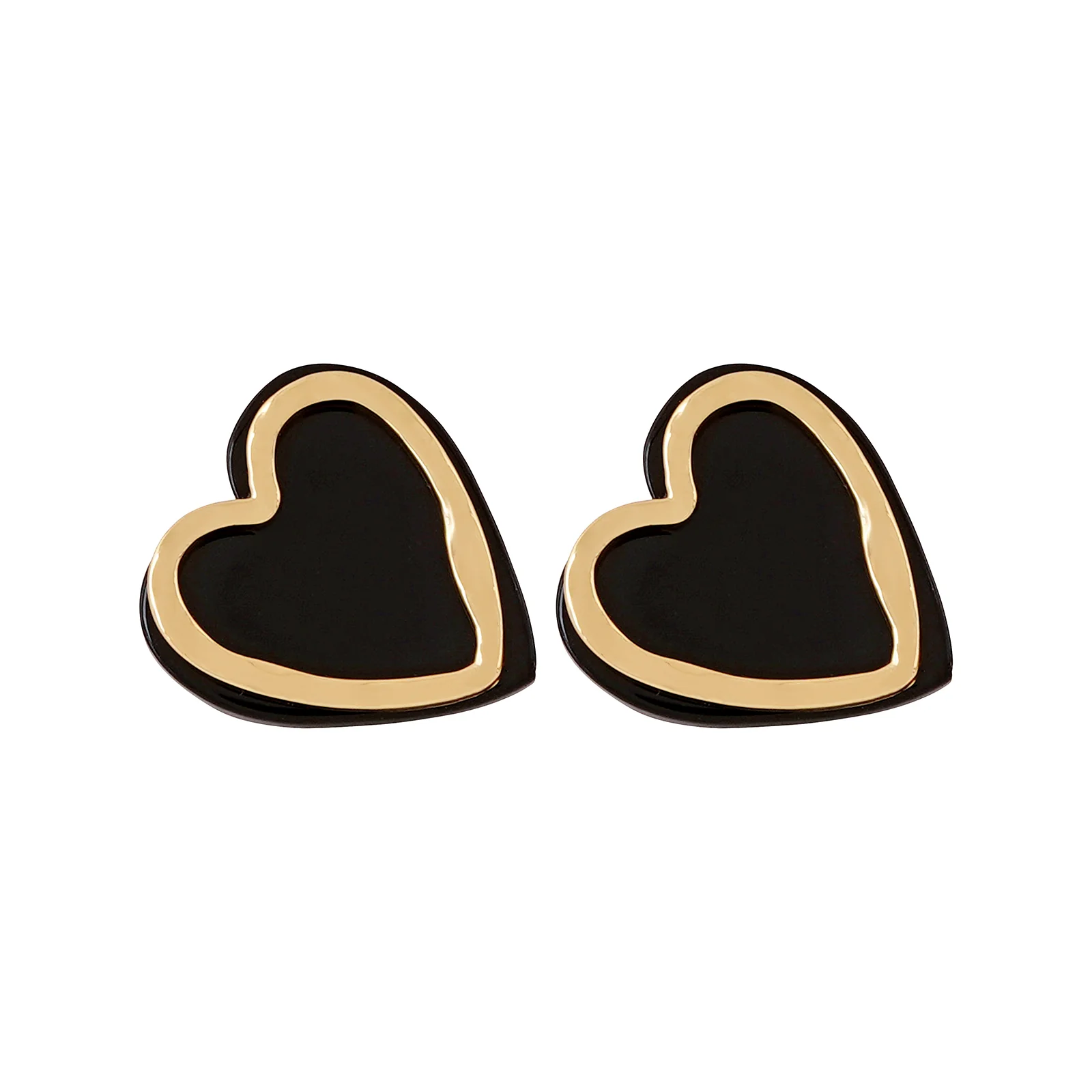 Bewitched Miyoko Black and Gold Heart Earrings - Image 4