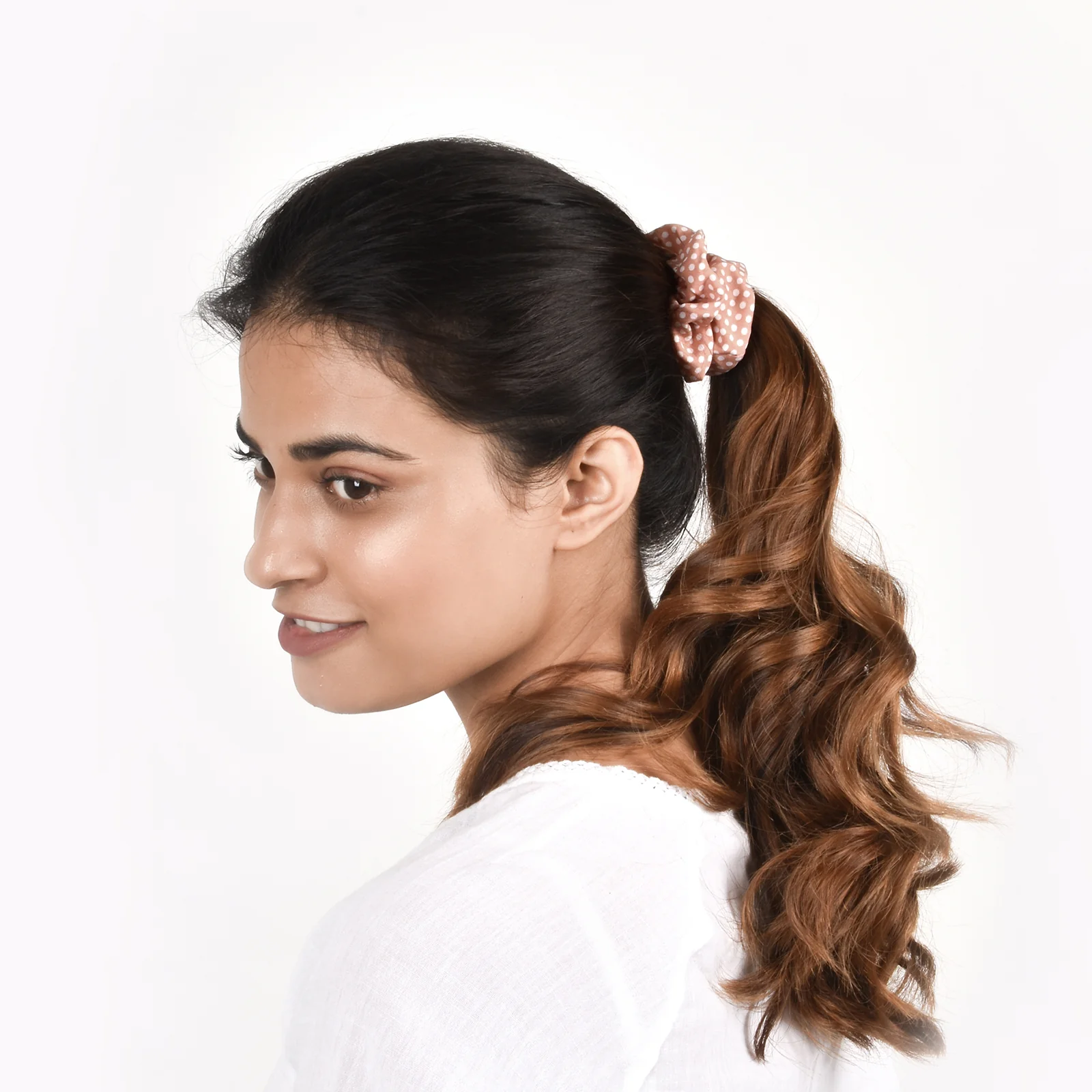 Bewitched Ness Pink Polka Scrunchie - Image 2