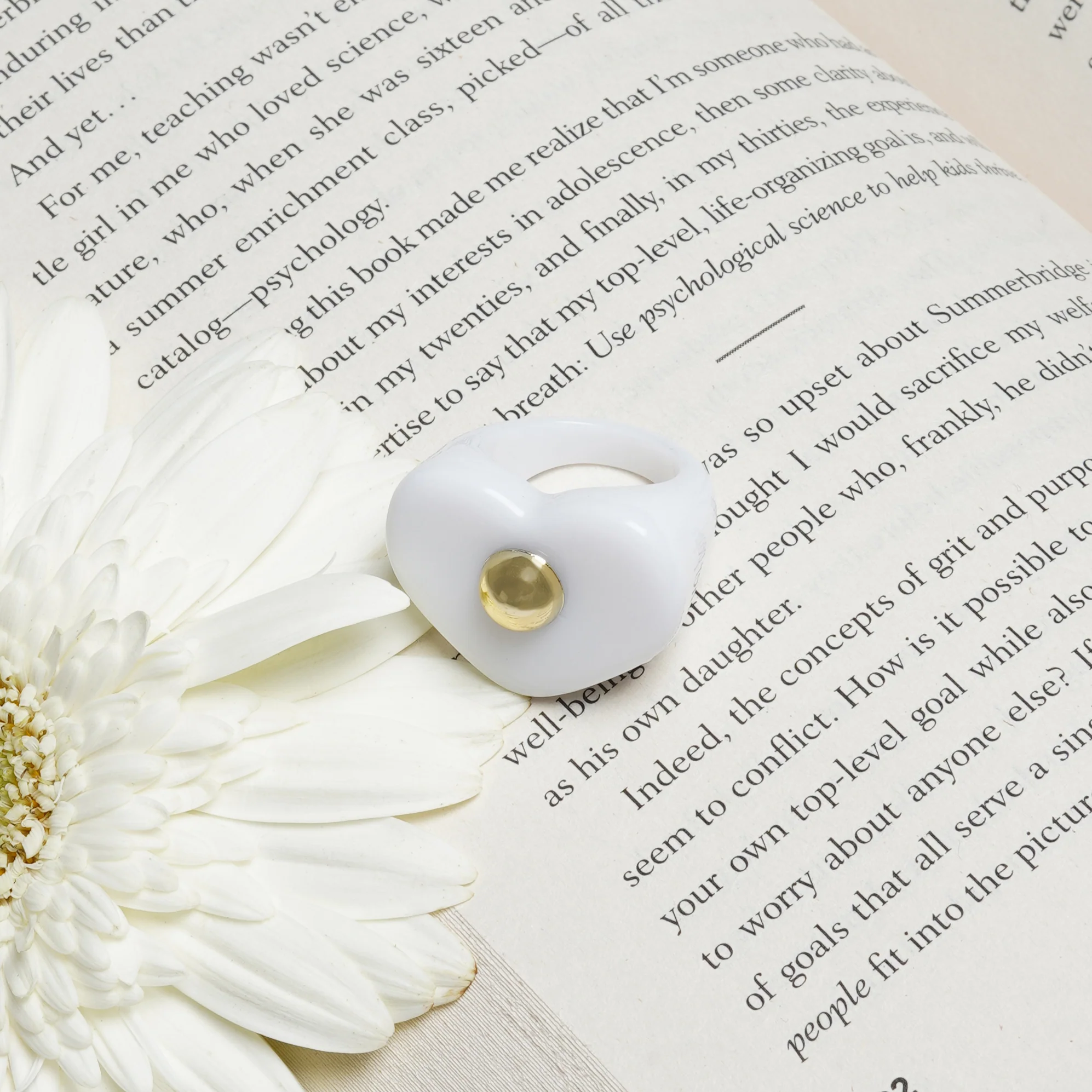 Bewitched Peppa White Heart Signet Ring - Image 2