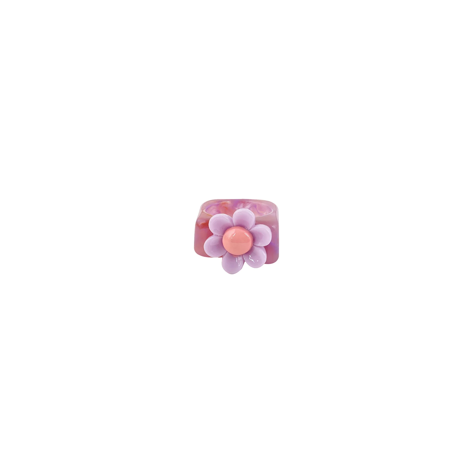 Bewitched Rhoda Purple and Pink Floral Signet Ring - Image 3