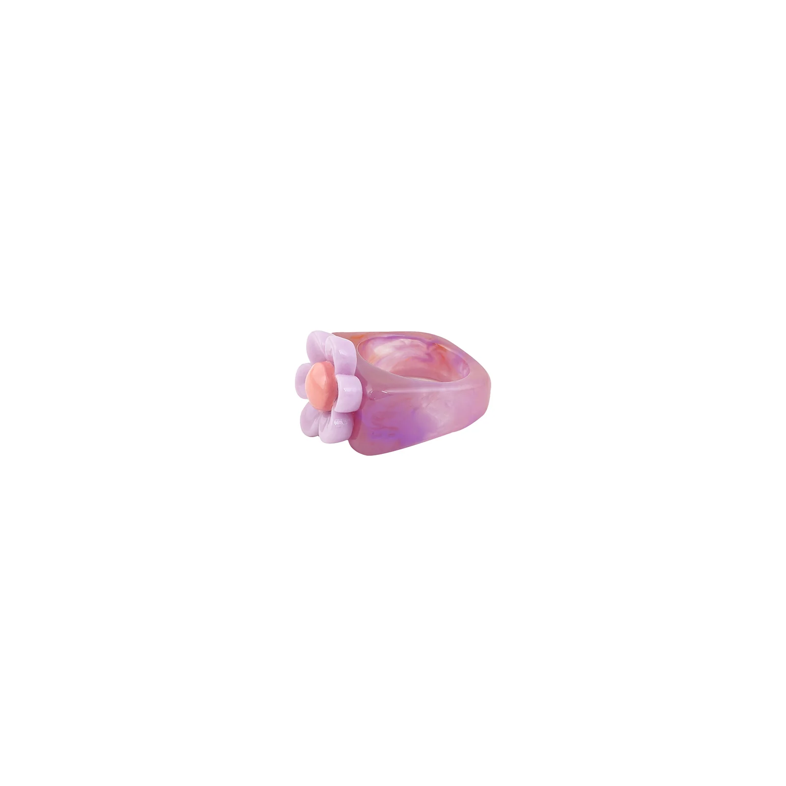 Bewitched Rhoda Purple and Pink Floral Signet Ring - Image 4