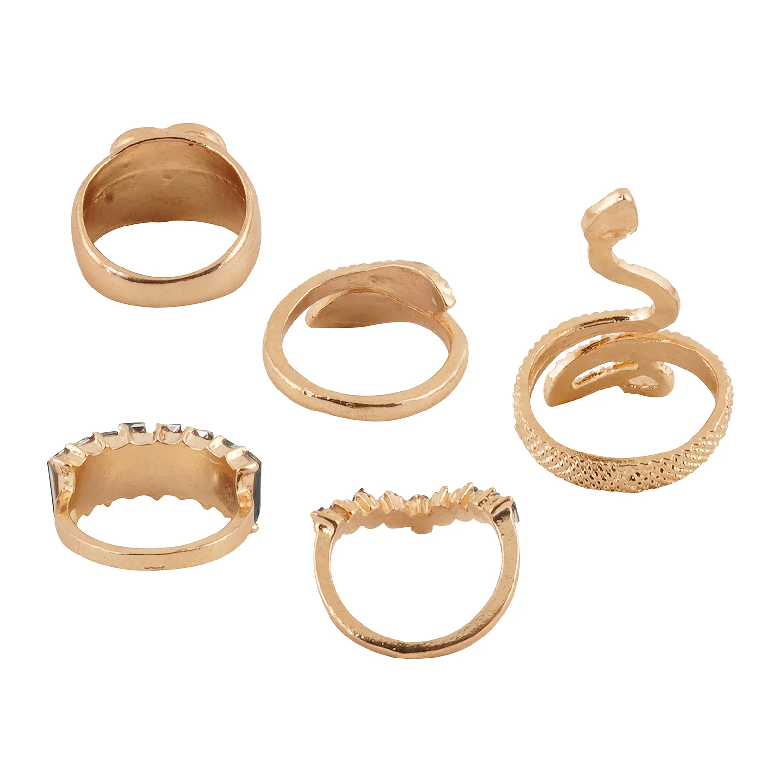 Bewitched Shezine Emerald Green And Gold Snake Ring Stack - Image 8