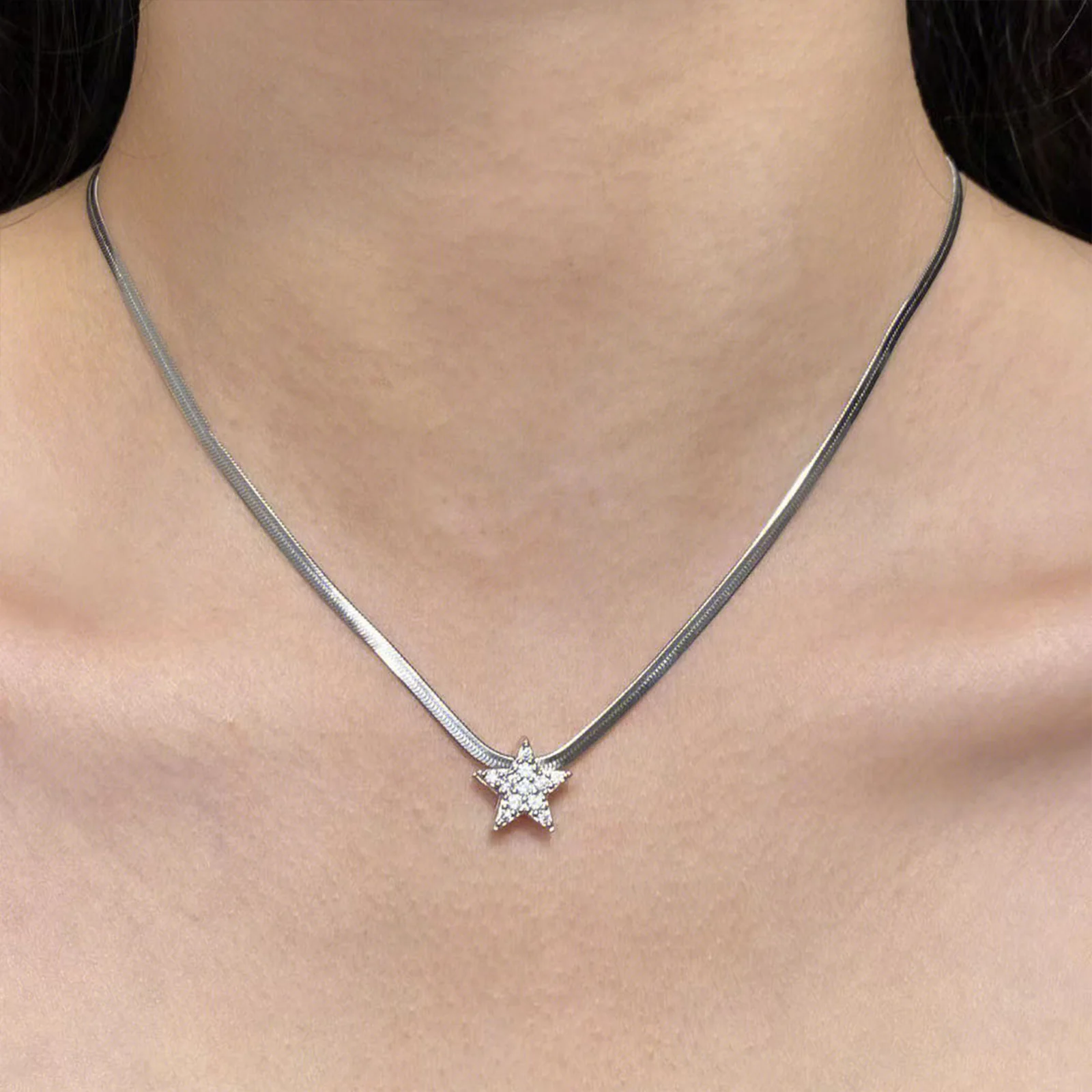 Bewitched Starlasa Rhinestone Star Charm Silver Necklace - Image 2