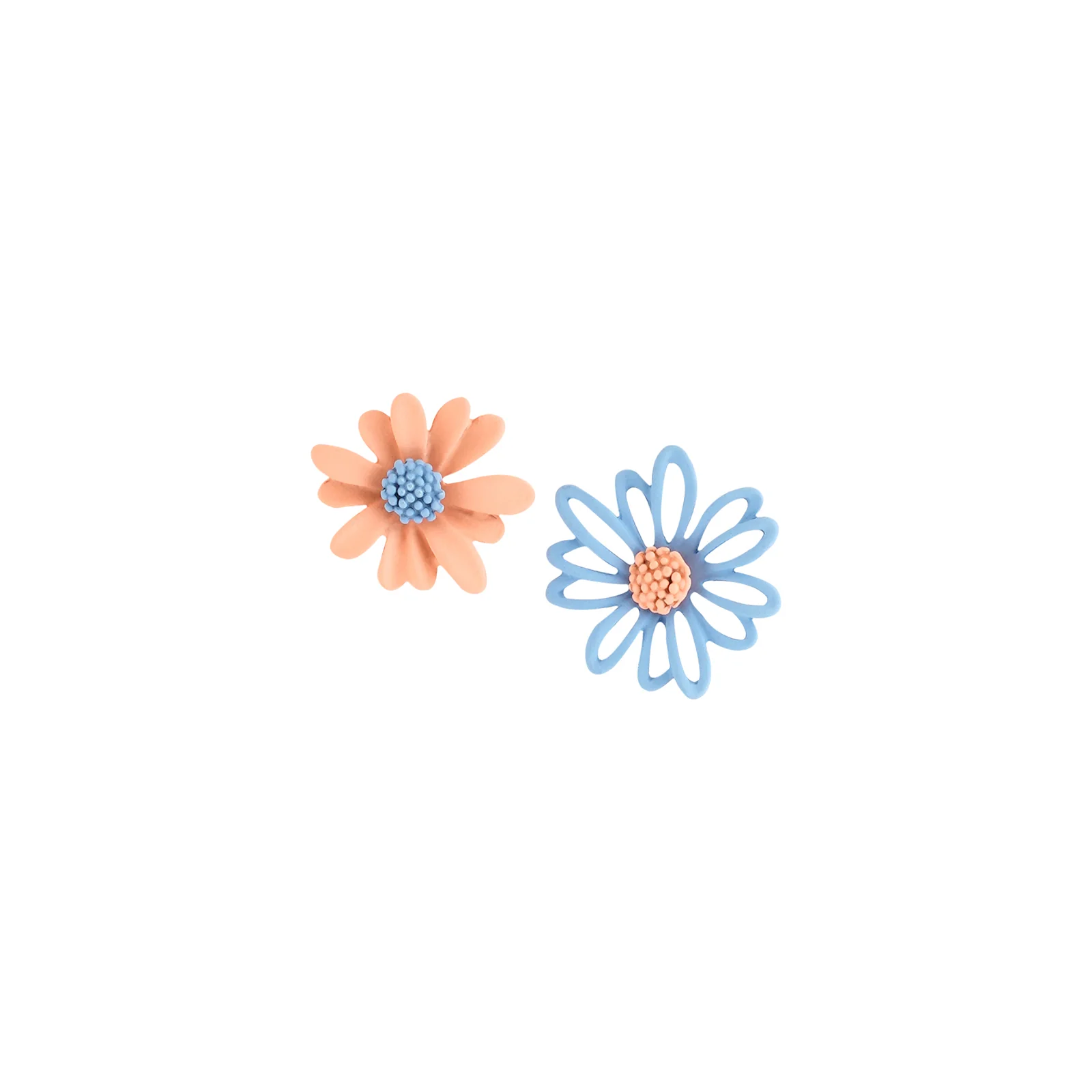 Bewitched Statement Multi-Pattern Blue And Orange  Floral Earrings - Image 4