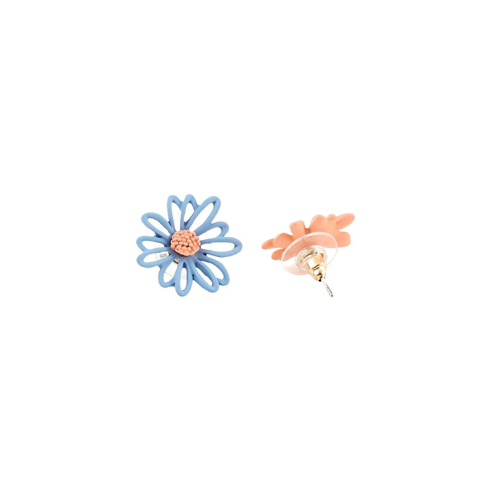 Bewitched Statement Multi-Pattern Blue And Orange  Floral Earrings - Image 5