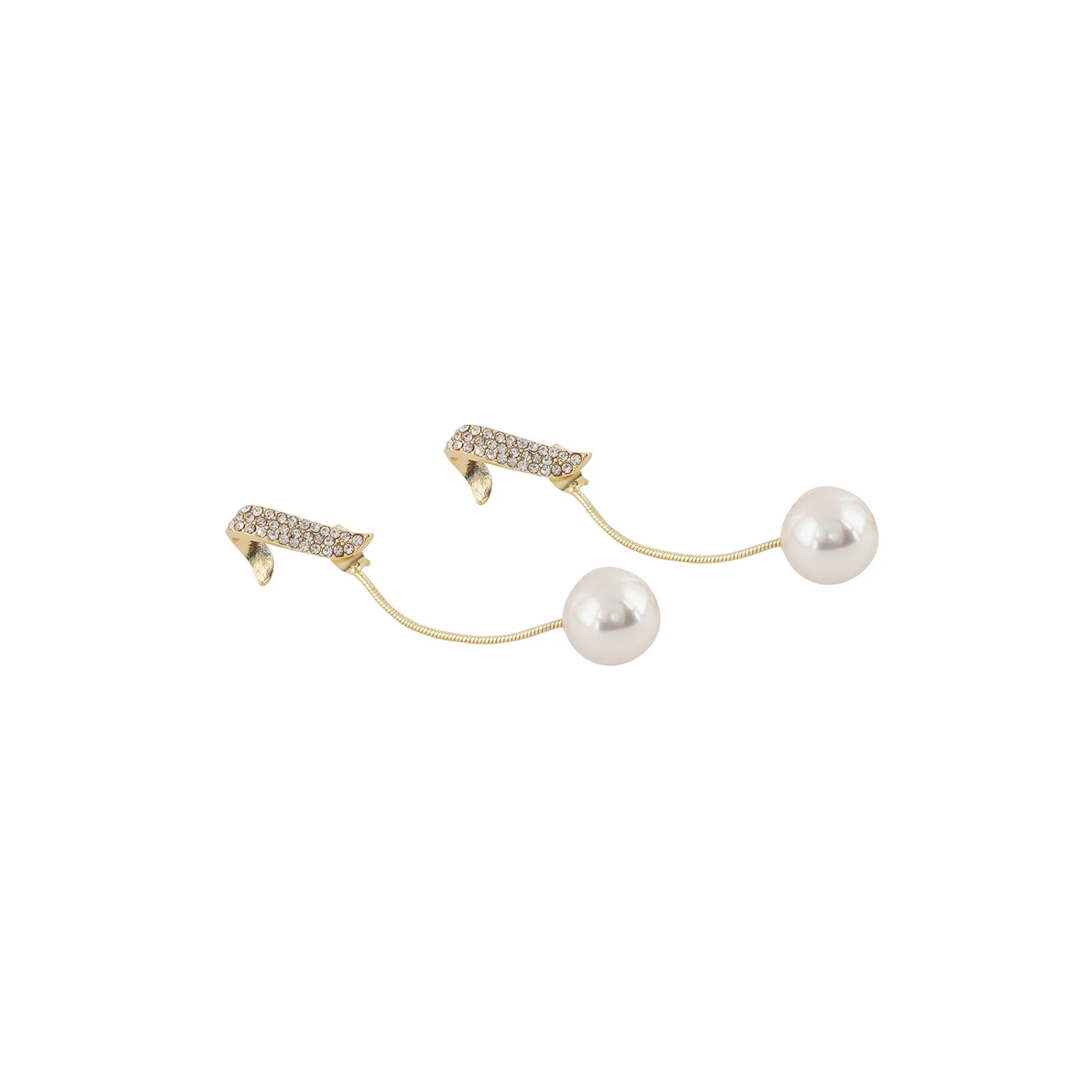 Bewitched Vinci Pearl And Rhinestone Drop Gold Studs - Image 5