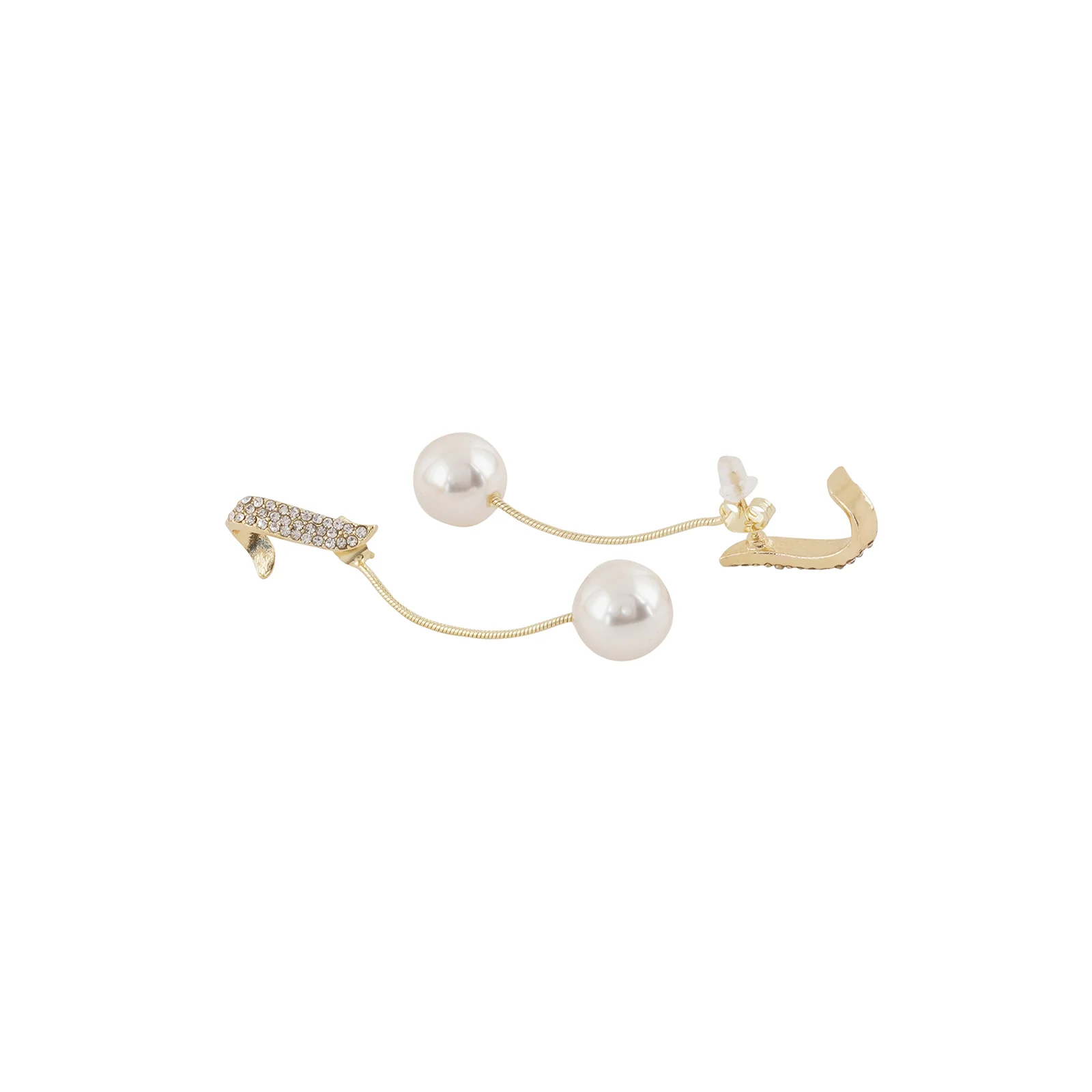 Bewitched Vinci Pearl And Rhinestone Drop Gold Studs - Image 6