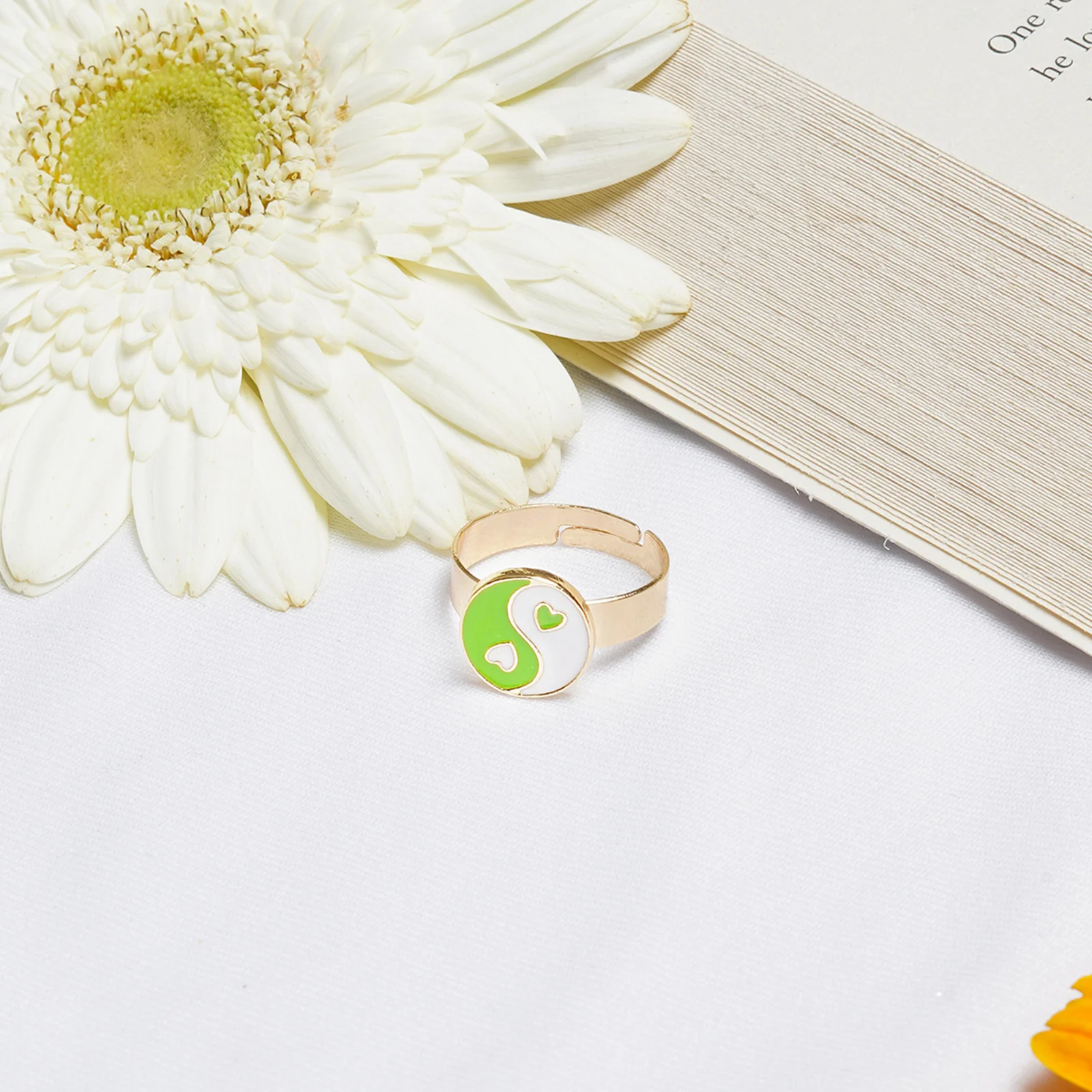Bewitched Yin Yang Green And White Ring - Image 2