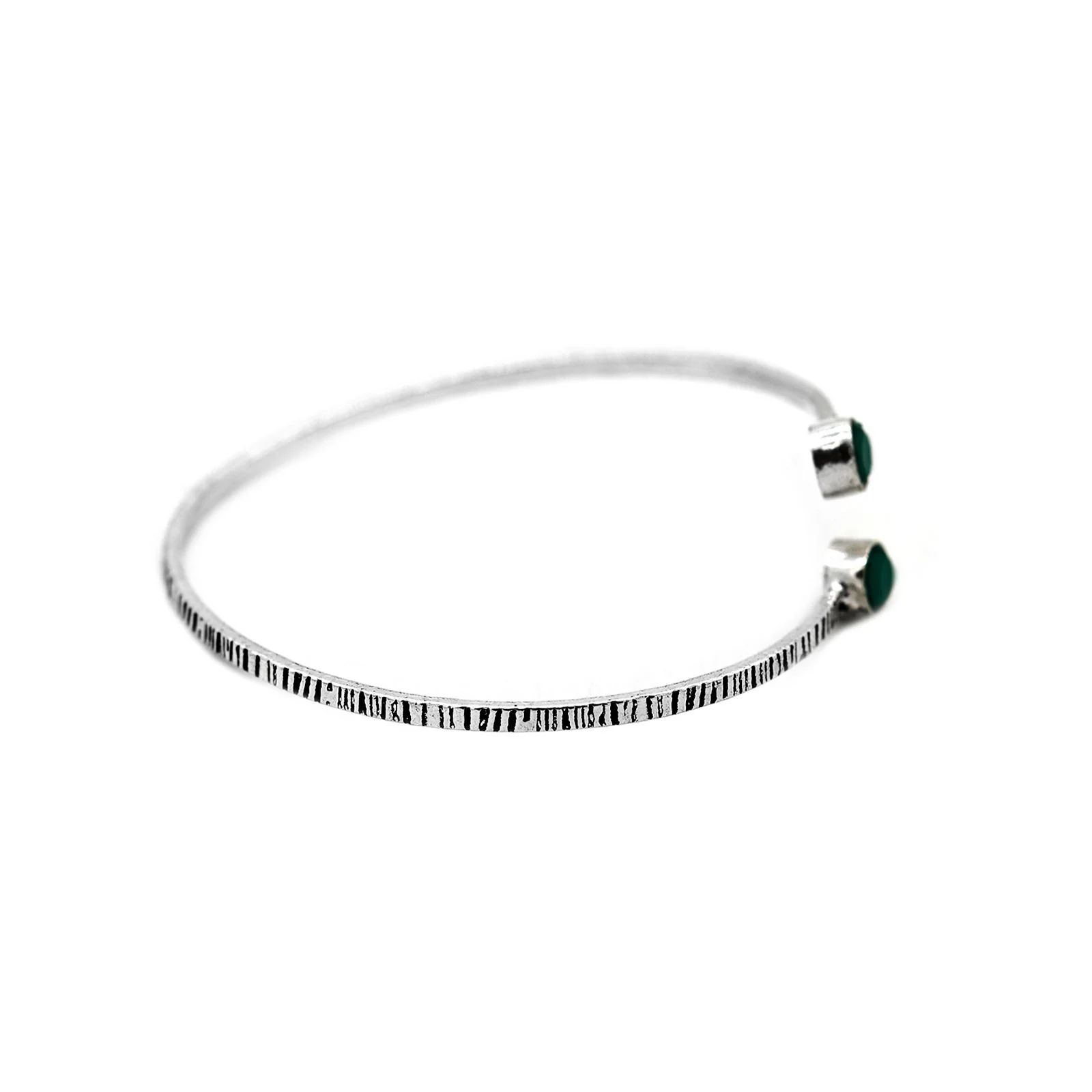 Bhamini Dark Green Silver Oxidized Bracelet - Image 5