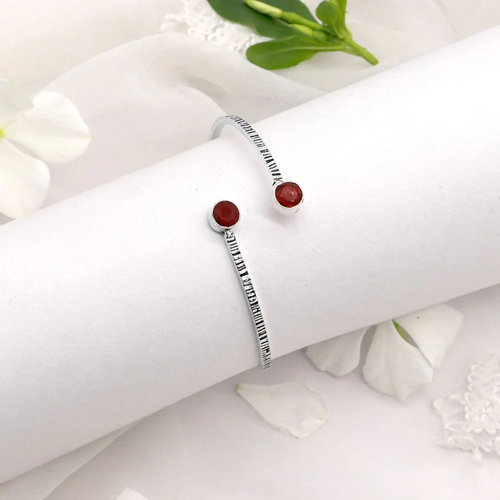 Bhamini Red Silver Oxidized Bracelet - Image 2
