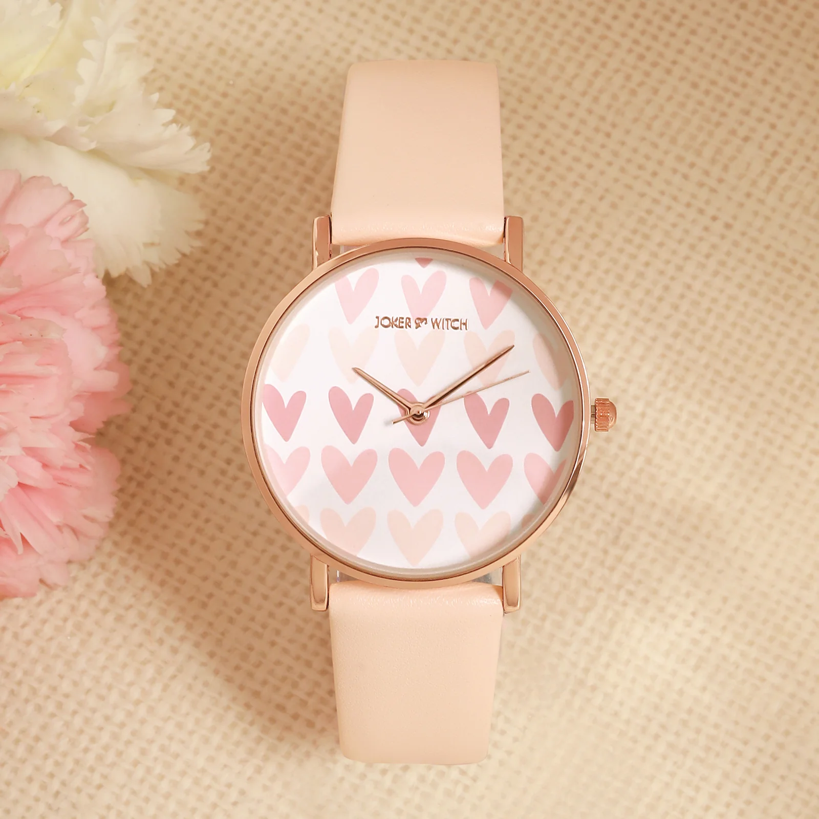 Printed Blissful Pink Medium Dial PU Strap Women's Watch - Image 3