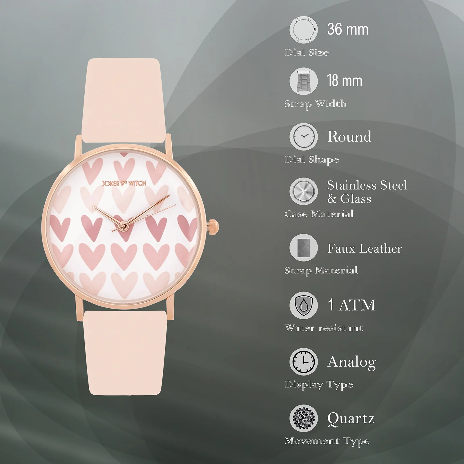 Printed Blissful Pink Medium Dial PU Strap Women's Watch - Image 7
