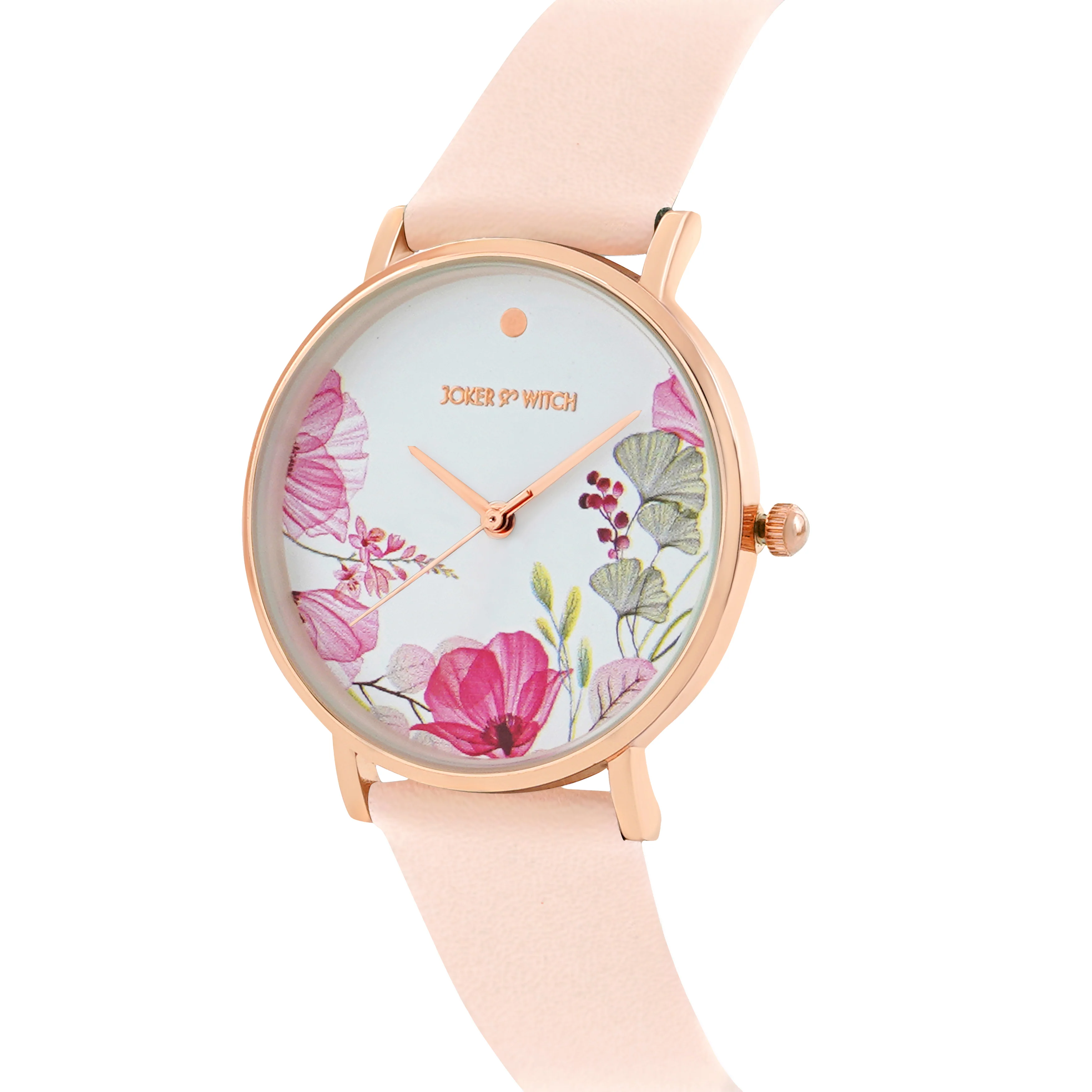 Printed Bloom In White Medium Dial Pink PU Strap Women's Watch - Image 4