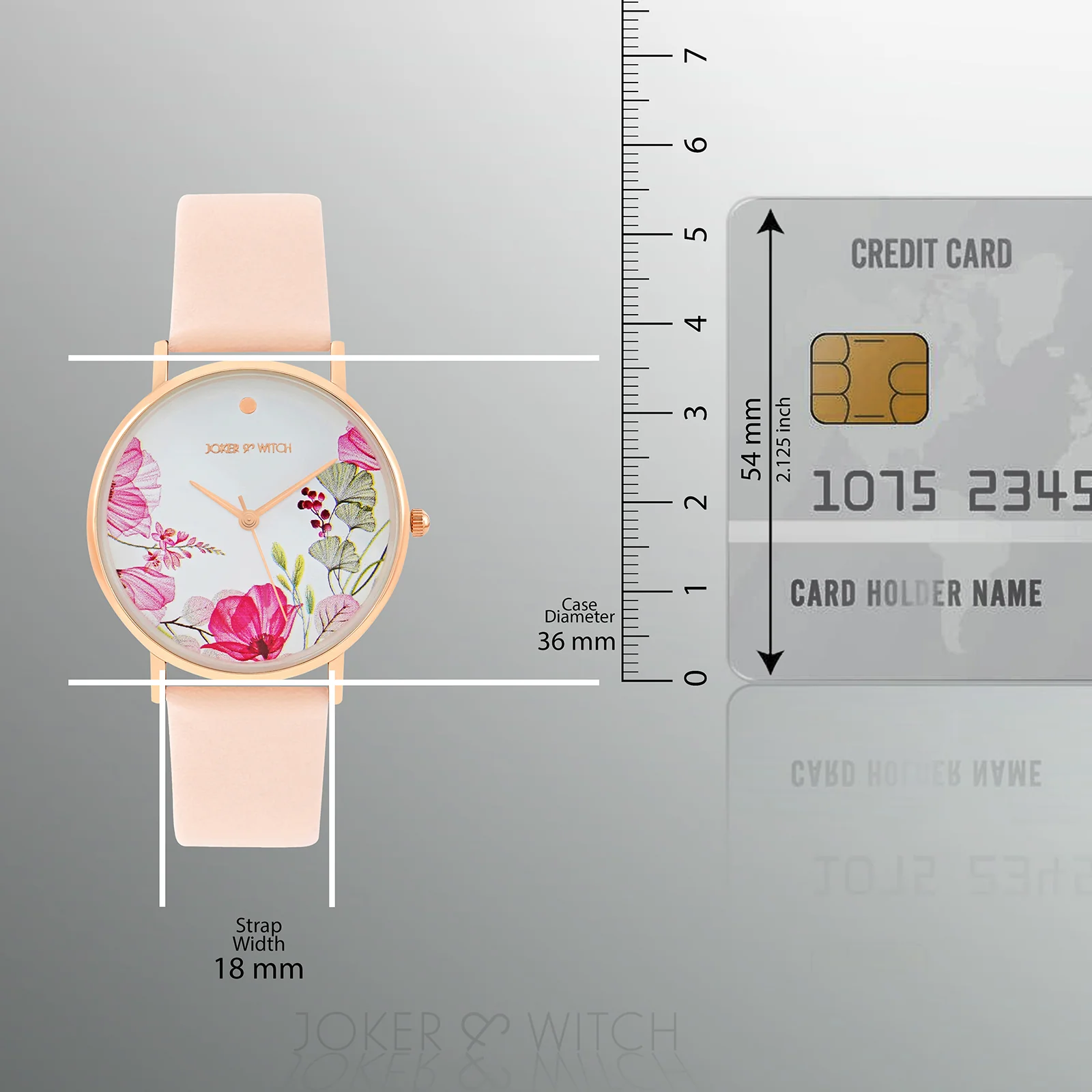 Printed Bloom In White Medium Dial Pink PU Strap Women's Watch - Image 8