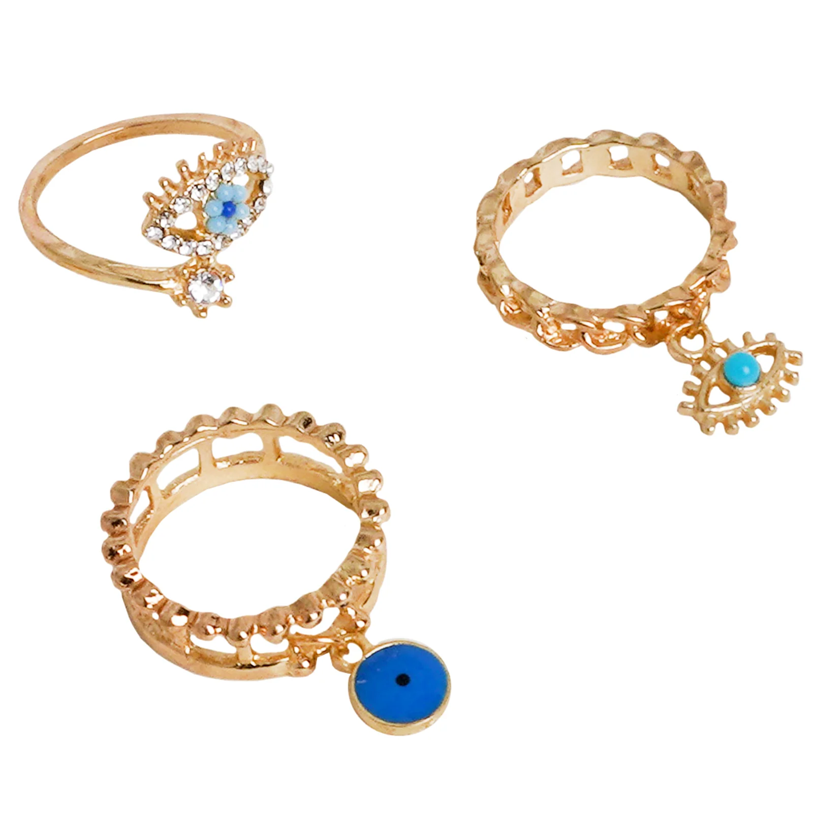 Blue Eye Gold Set of 4 Rings - Image 7