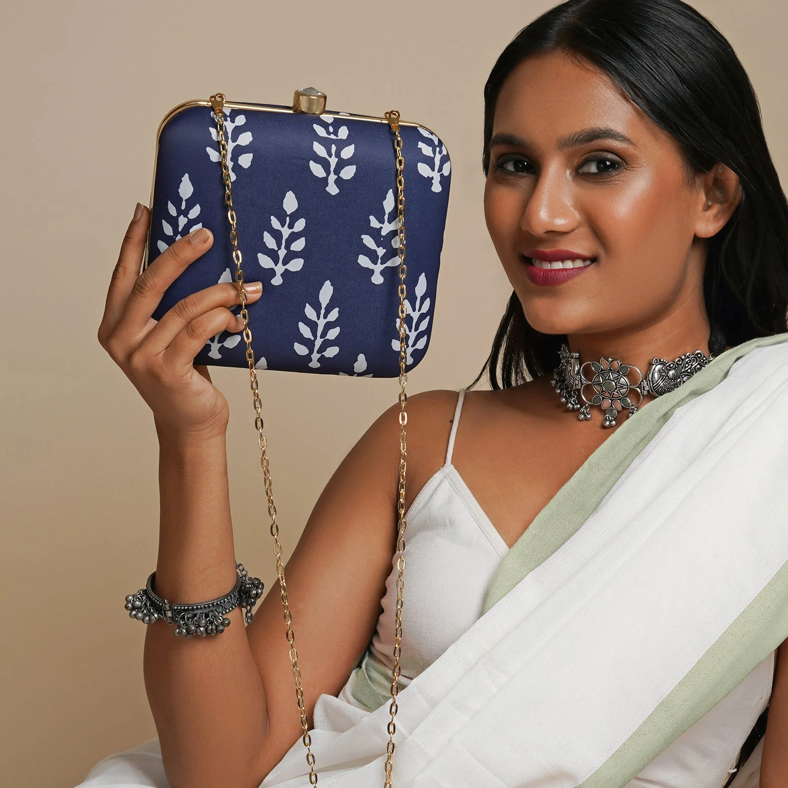 Blue O' Clock Stone and Print Clutch - Image 2