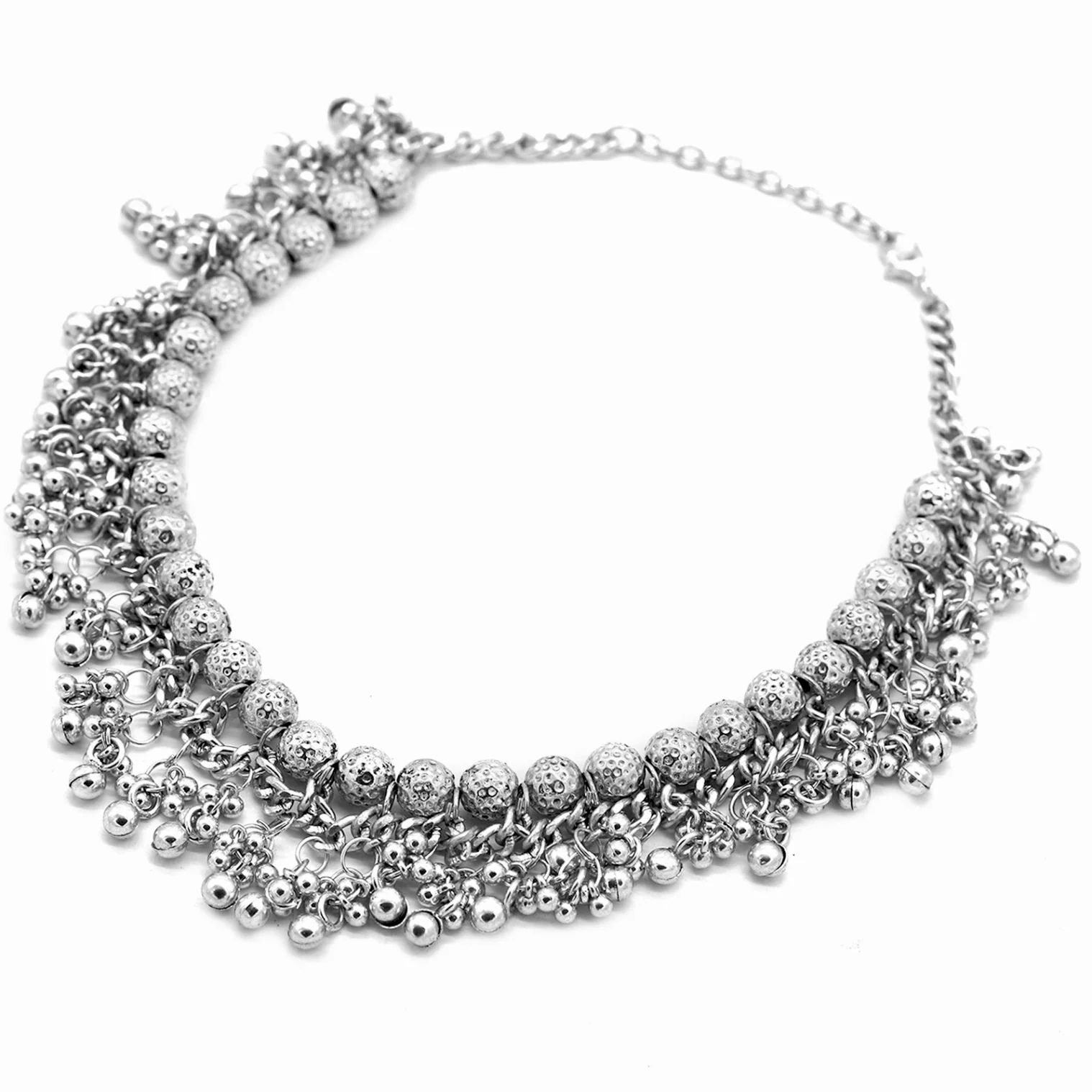 Bodhi  Silver Oxidized Gungroo Necklace - Image 4