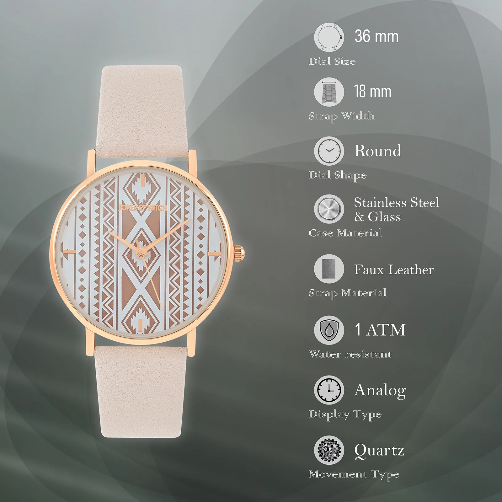 Printed Bohemian Brown Medium Dial  PU Strap Women's Watch - Image 7