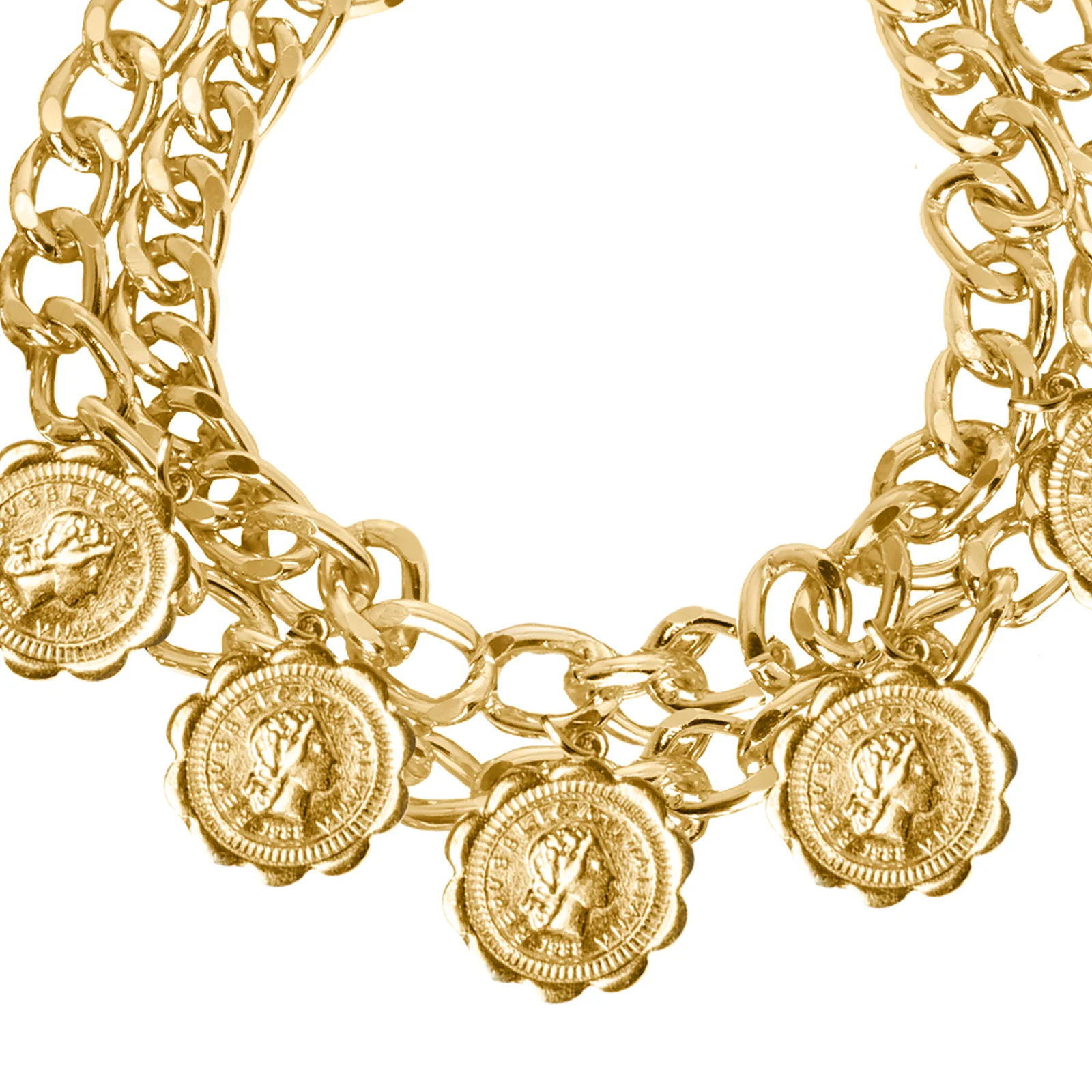 Bold Medallion Gold Layered Necklace - Image 5