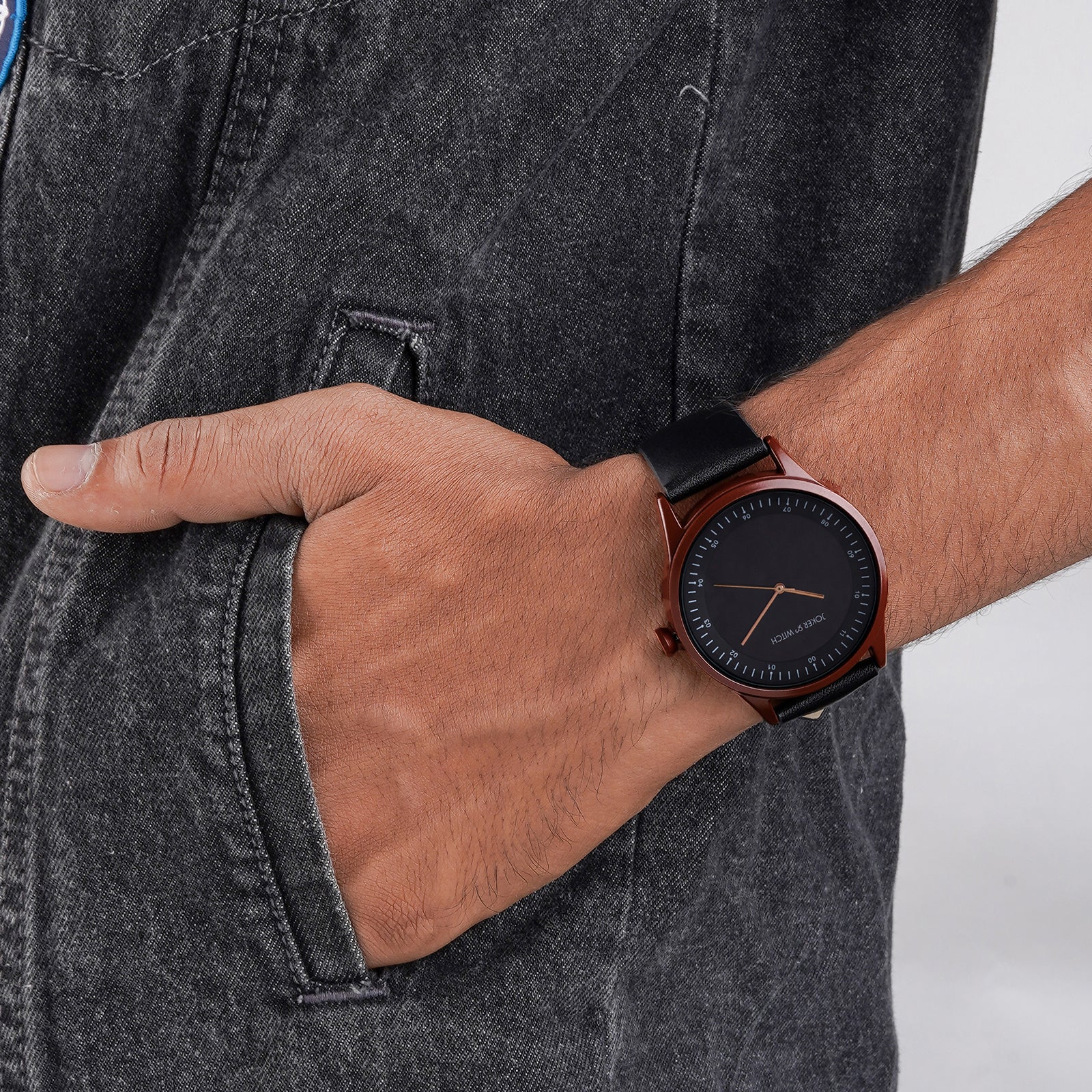 Bosco Copper Black Large Dial PU Strap Men's Watch - Image 4