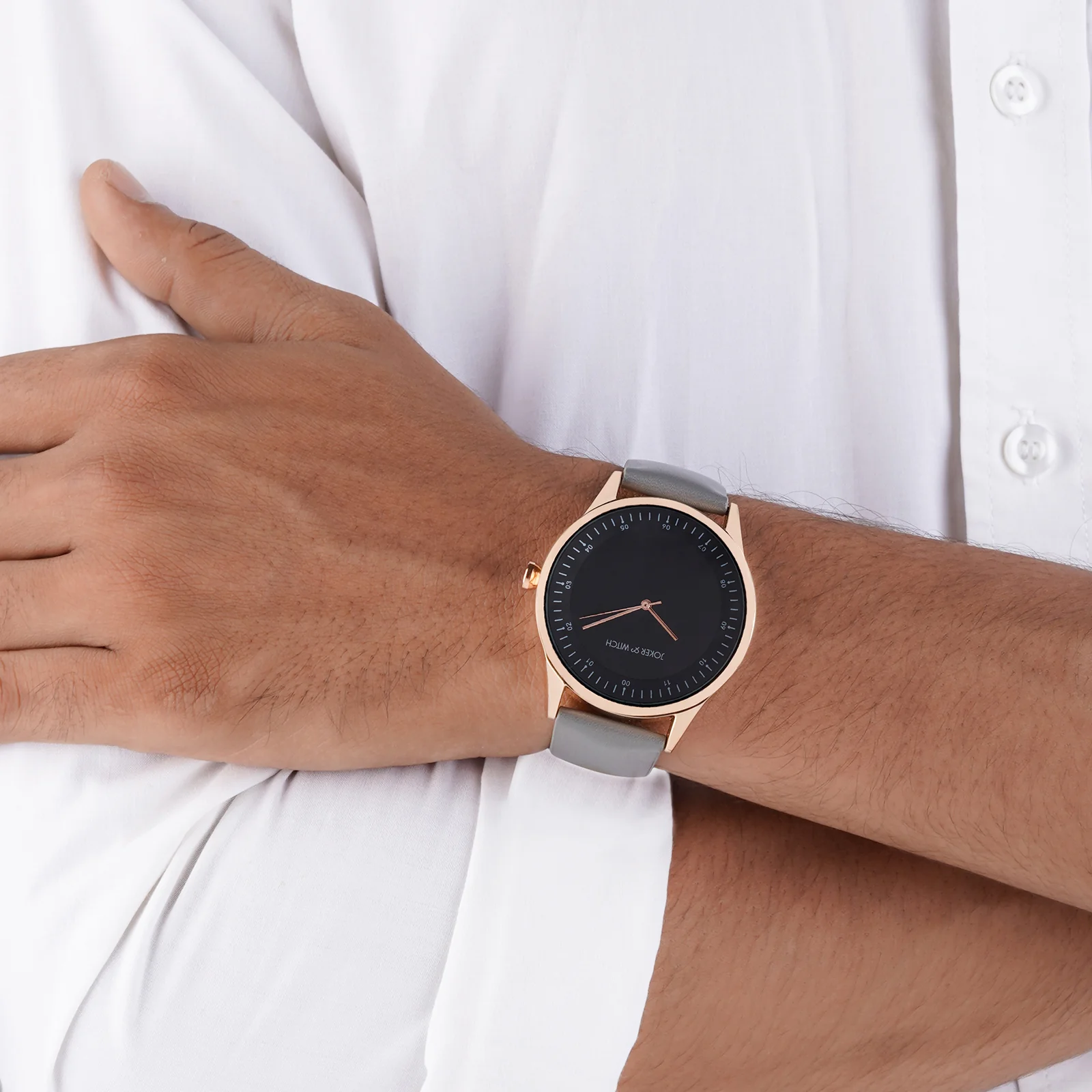 Bosco Black Large Dial Grey PU Strap Men's Watch - Image 4