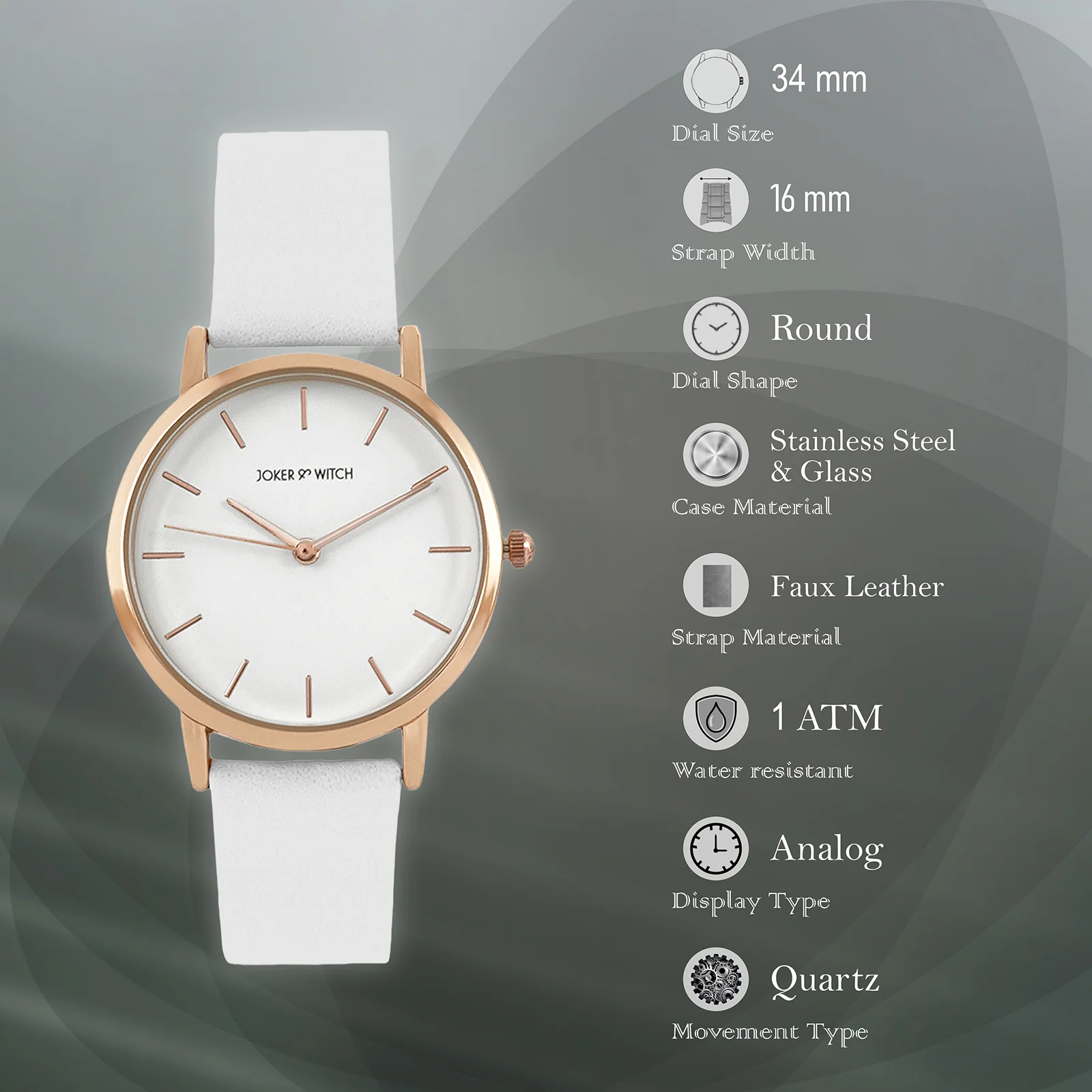 Boston White Medium Dial PU Strap Women's Watch - Image 7