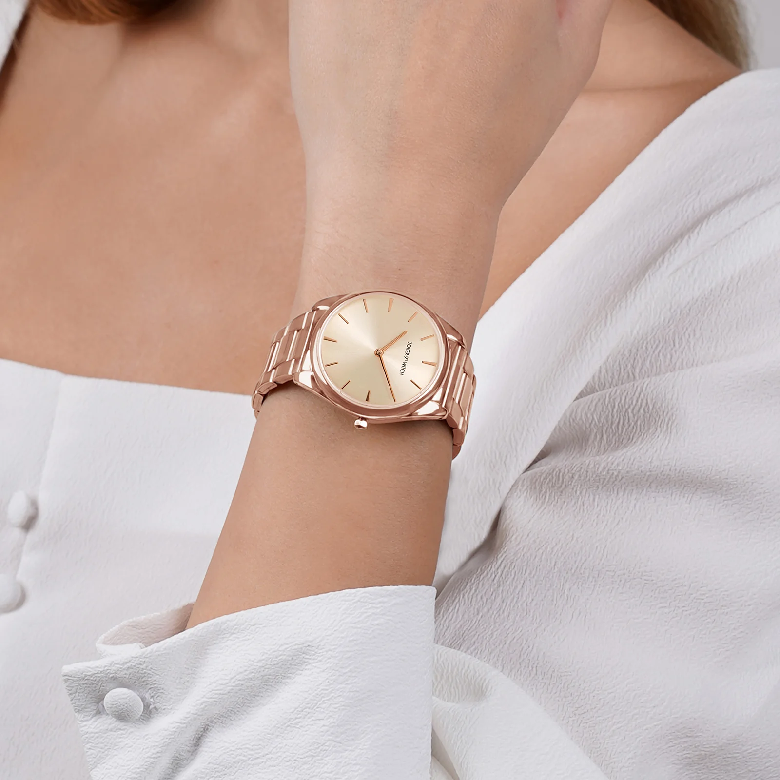 Brooklyn Rose Gold Medium Dial Linked Chain Strap Women's Watch - Image 2