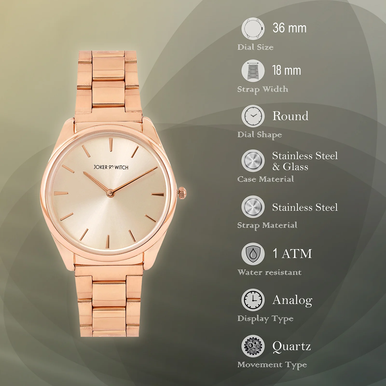 Brooklyn Rose Gold Medium Dial Linked Chain Strap Women's Watch - Image 7
