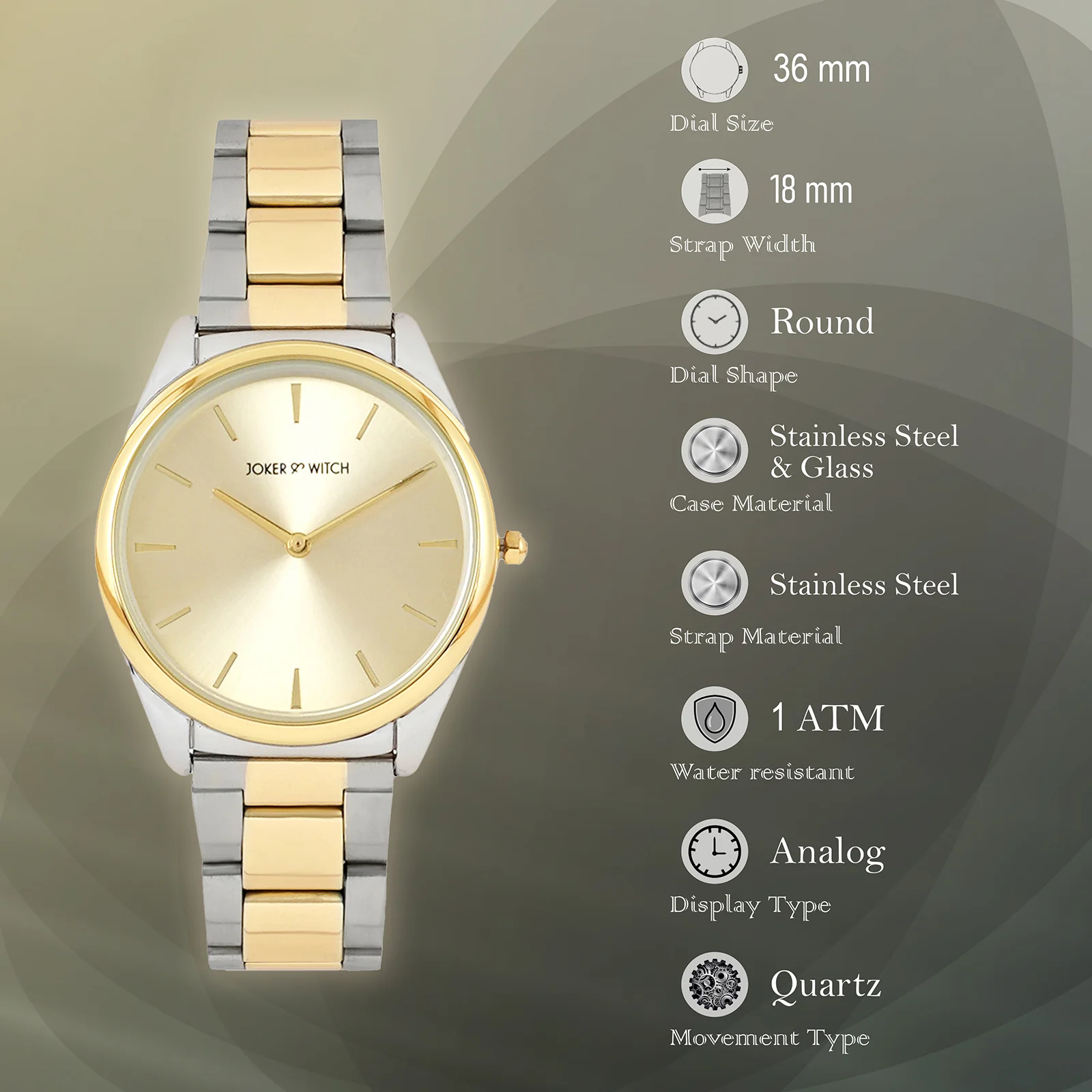 Brooklyn Gold Medium Dial Dual Tone Linked Chain Strap Women's Watch - Image 7