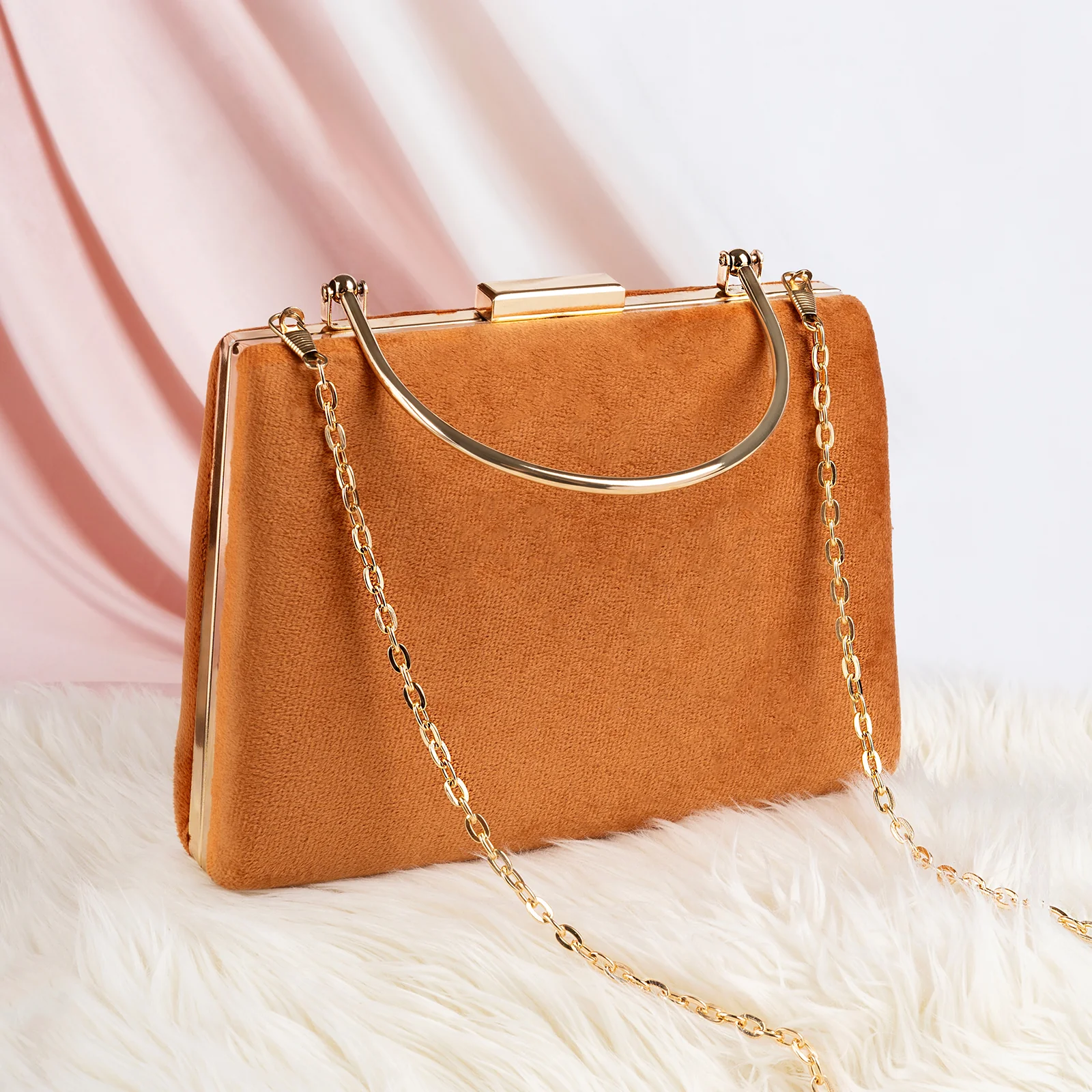 Bruke Honey Gold Suede Clutch - Image 2