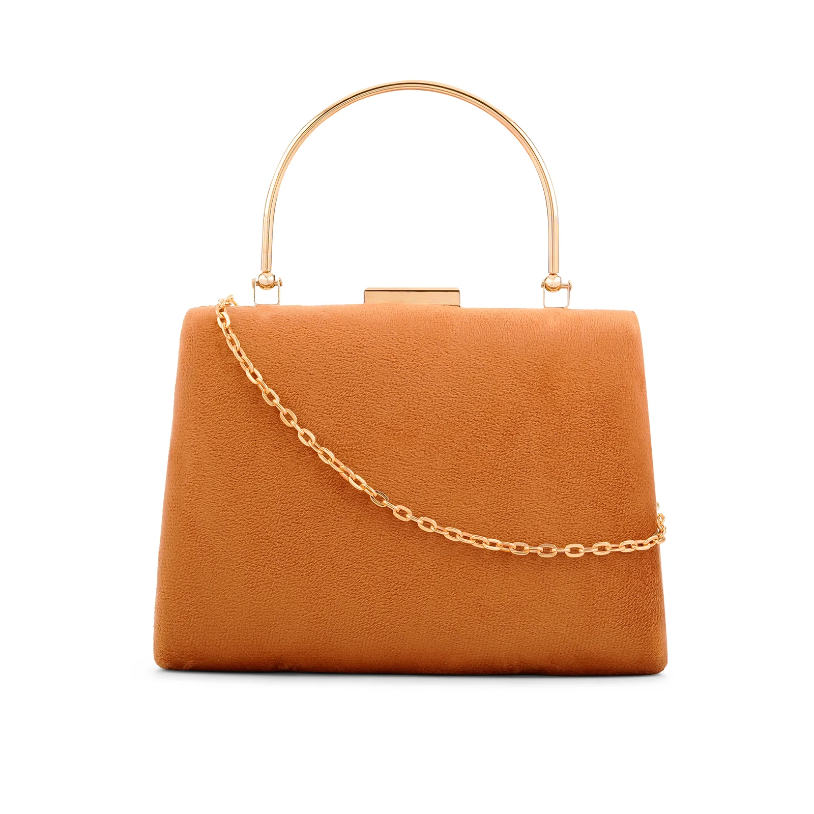 Bruke Honey Gold Suede Clutch - Image 4