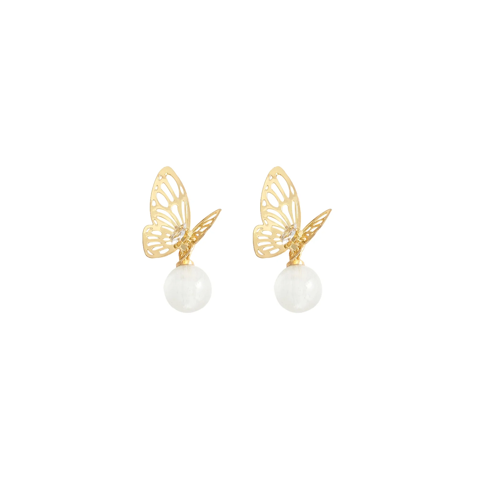Butterfly Pearl Drop Earrings - Image 3