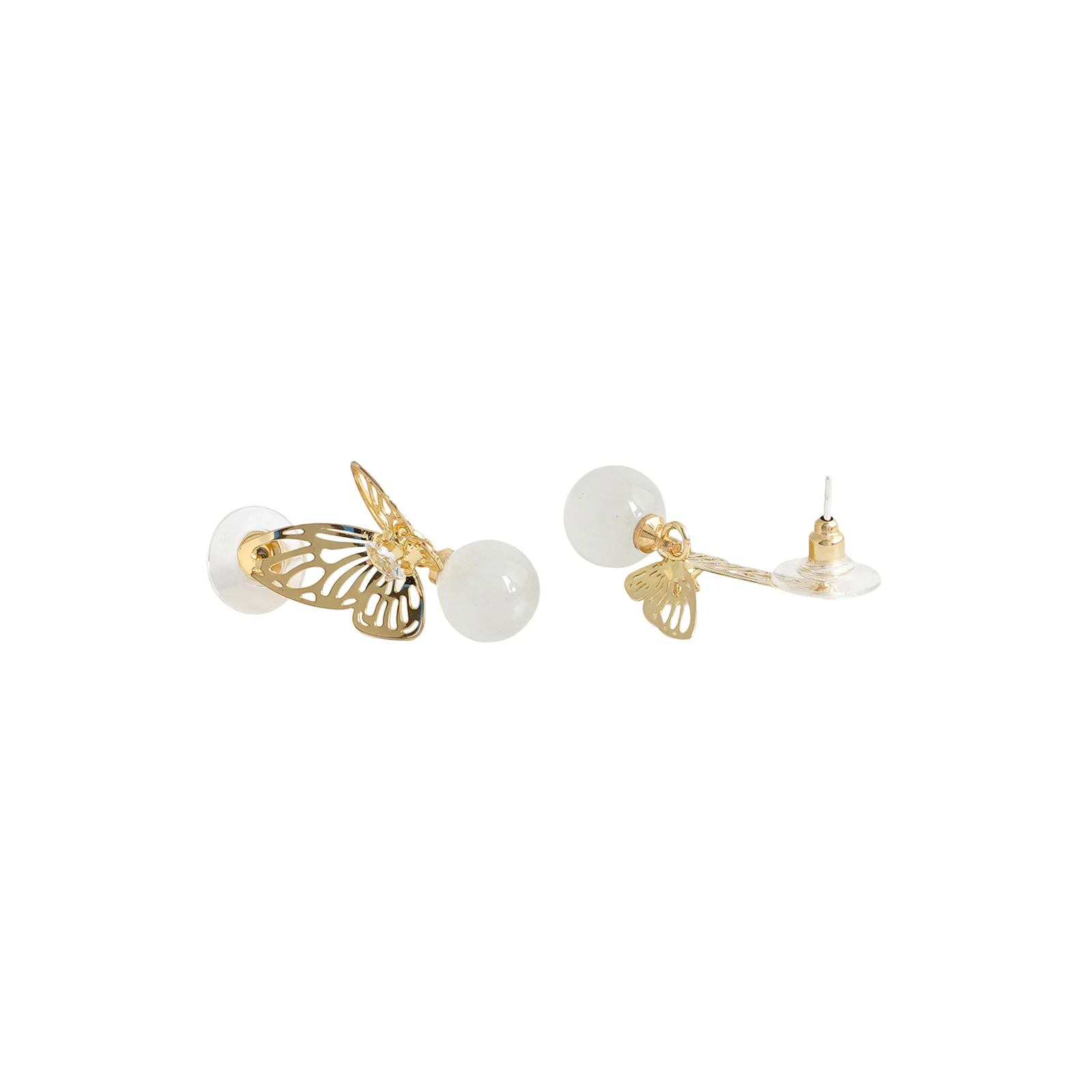 Butterfly Pearl Drop Earrings - Image 4