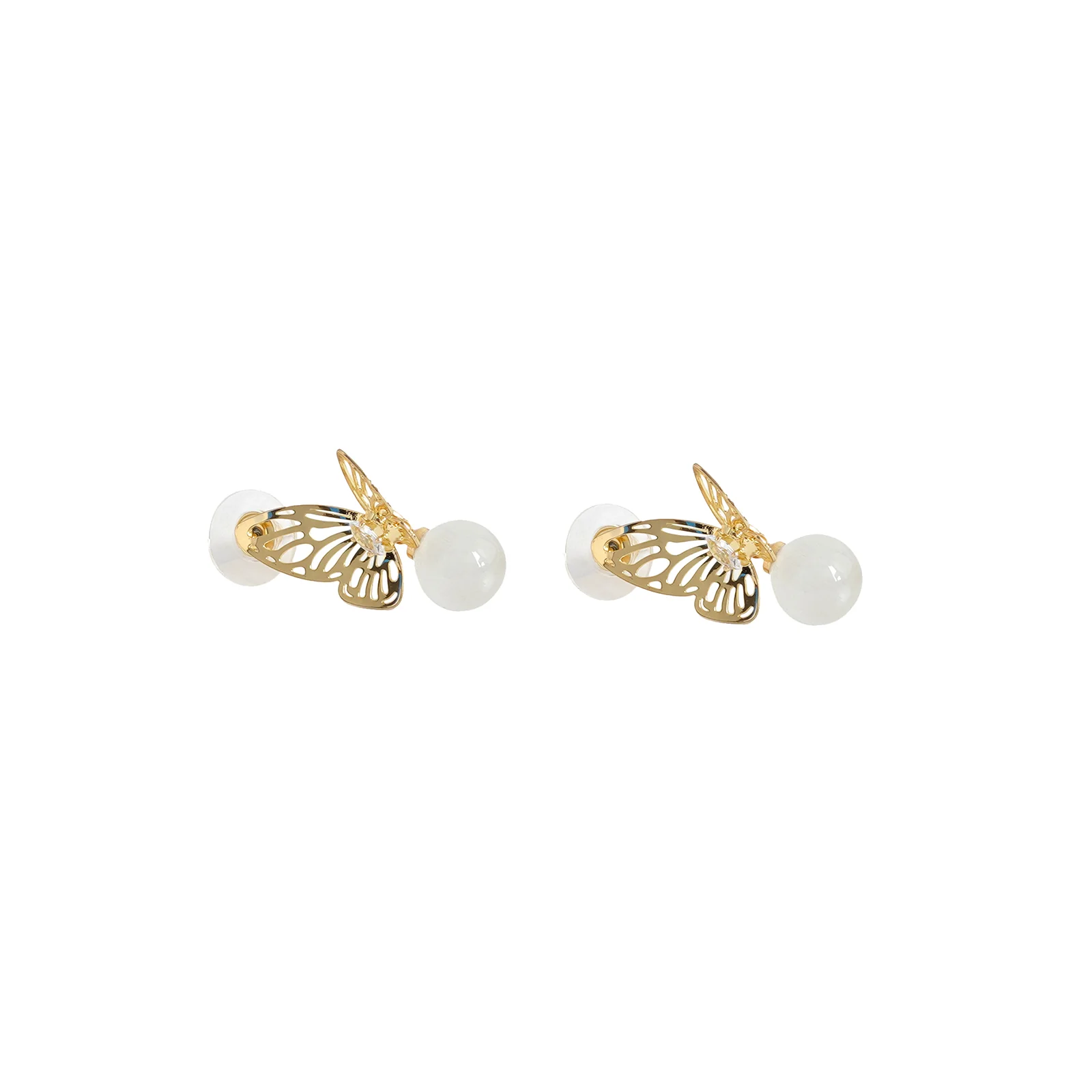 Butterfly Pearl Drop Earrings - Image 5