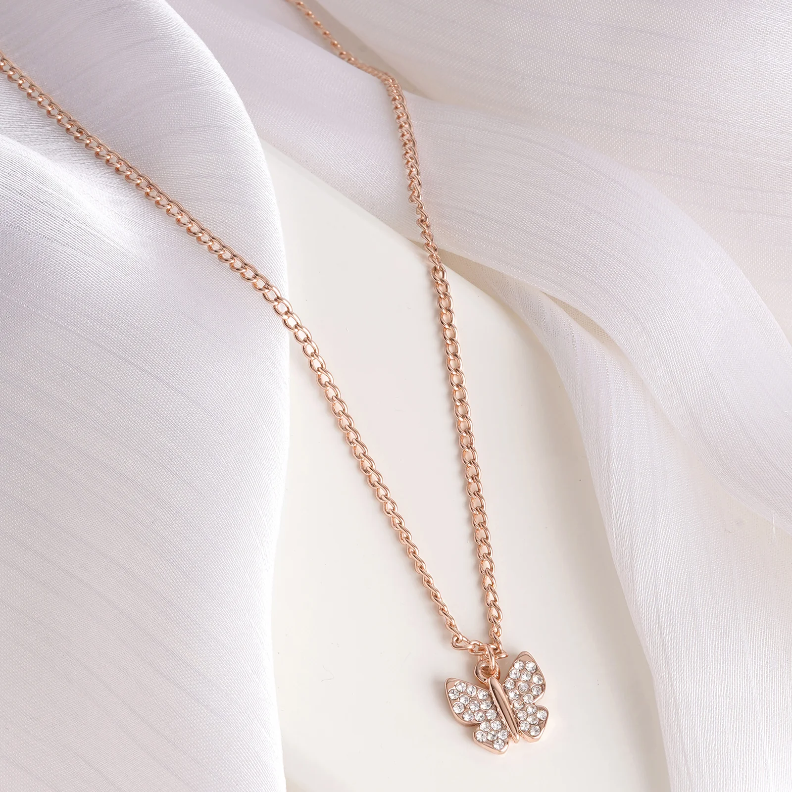 Butterfly Rhinestone Rosegold Necklace Charm - Image 2