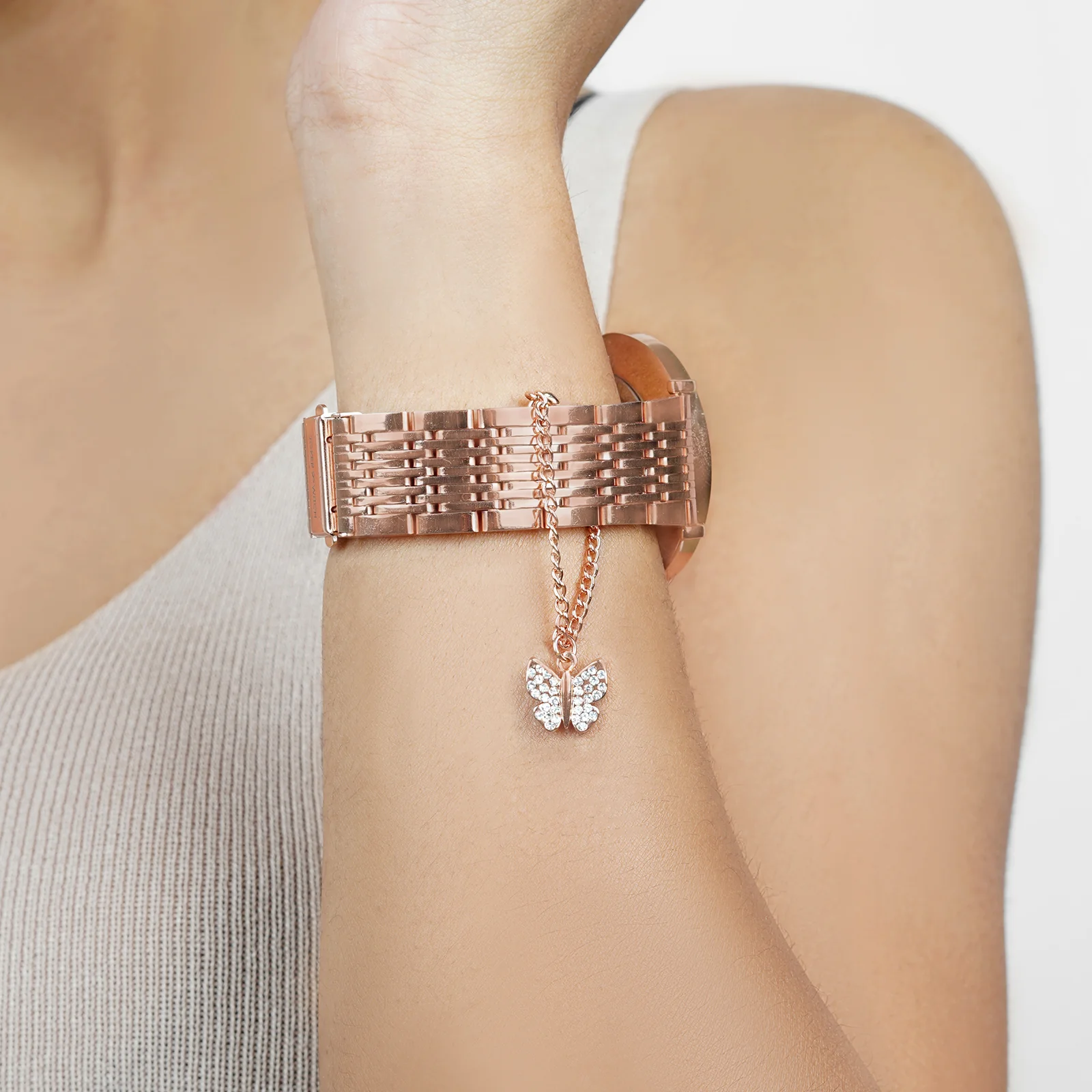 Butterfly Rhinestone Rosegold Watch Charm - Image 2